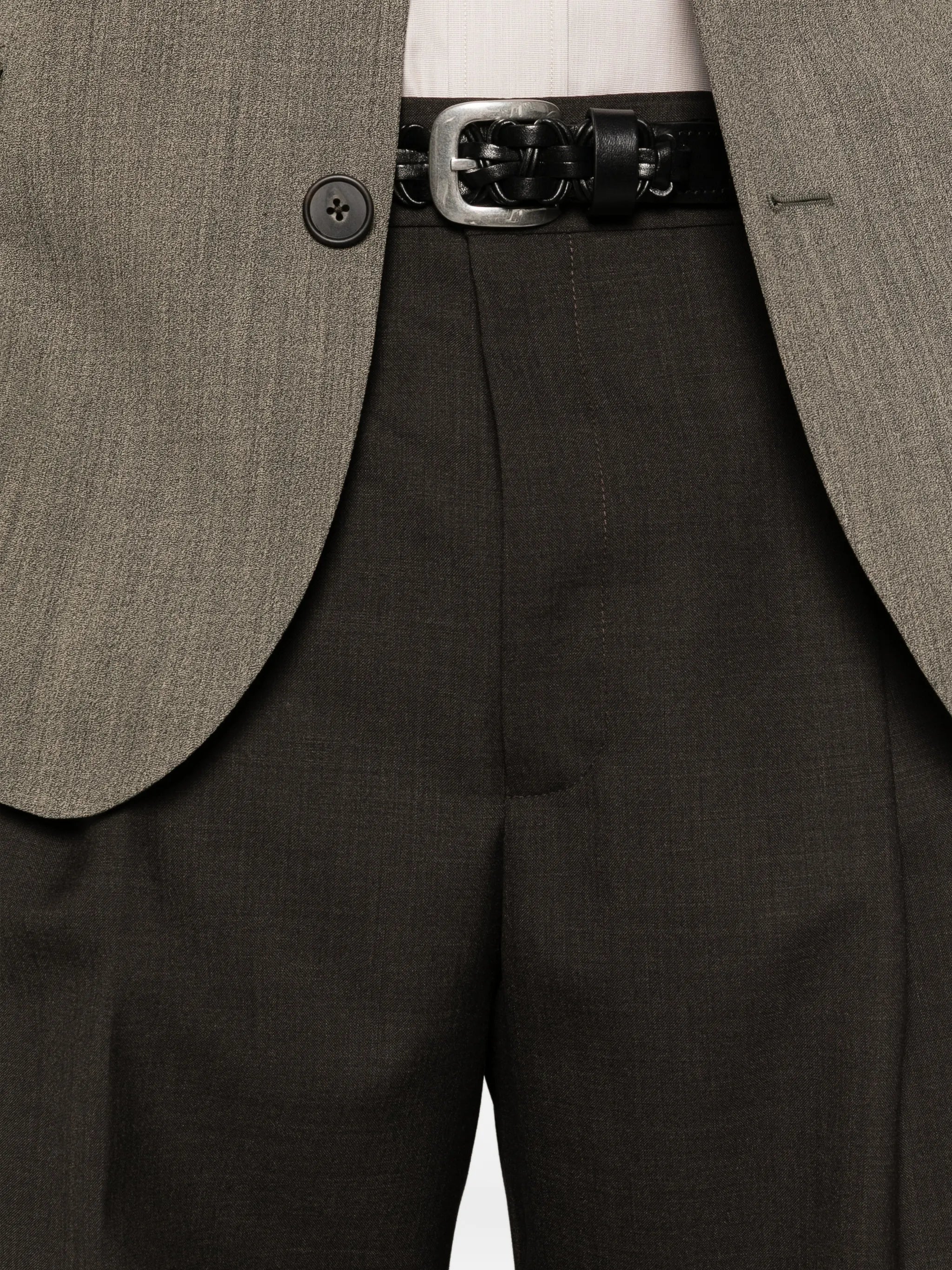 sheep wool pleated trousers