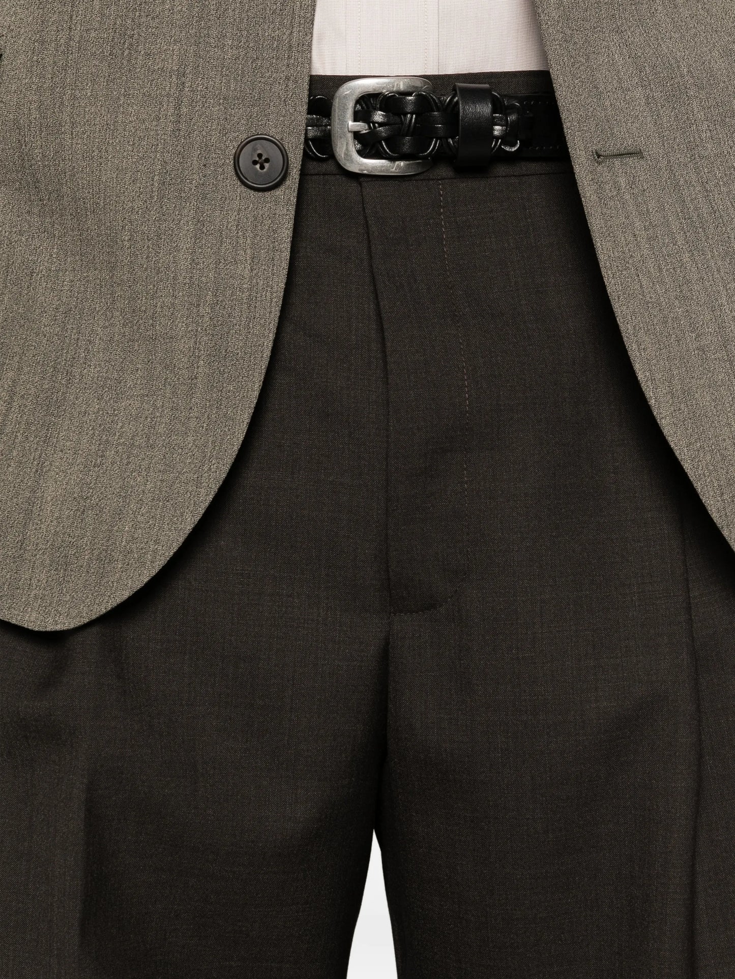 sheep wool pleated trousers