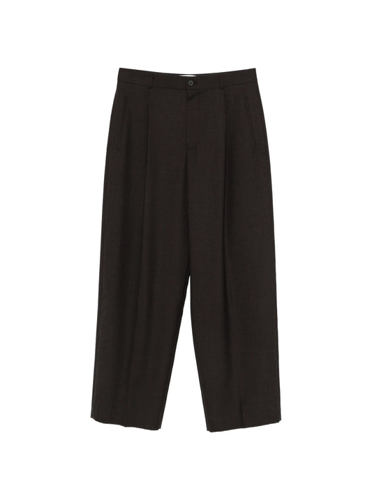 sheep wool pleated trousers