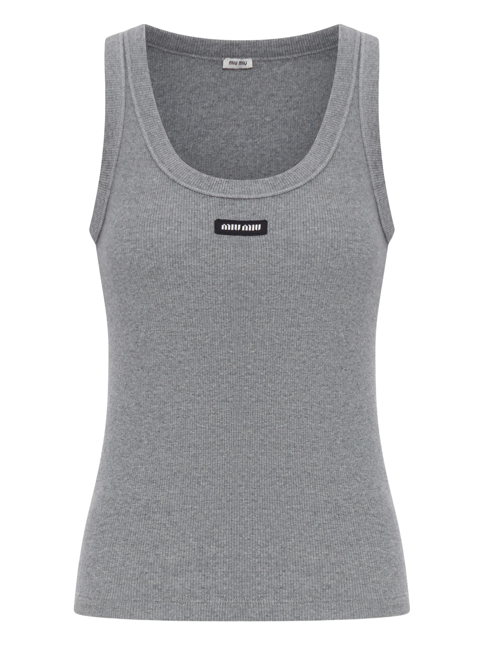 ribbed label tank top