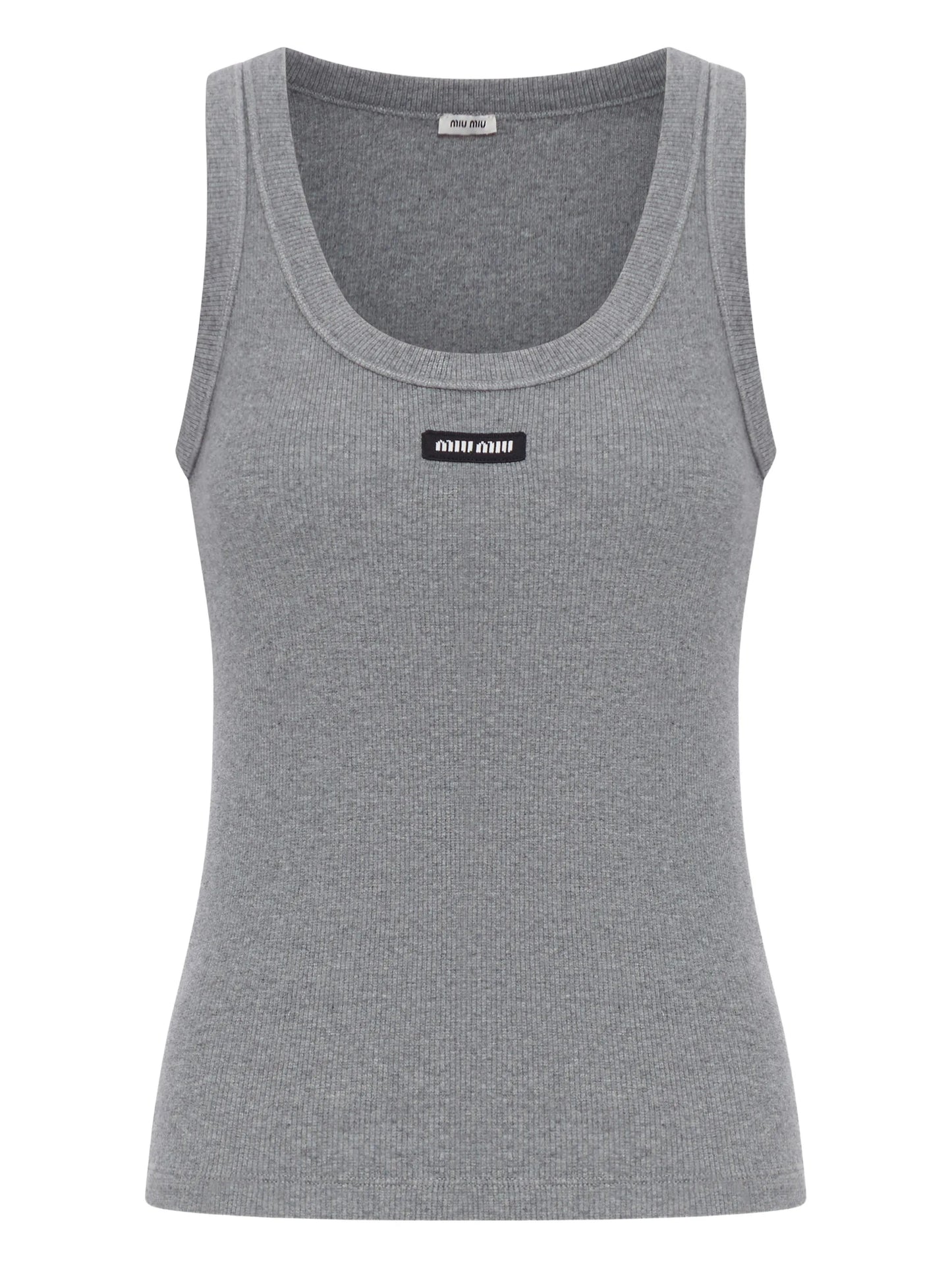 ribbed label tank top