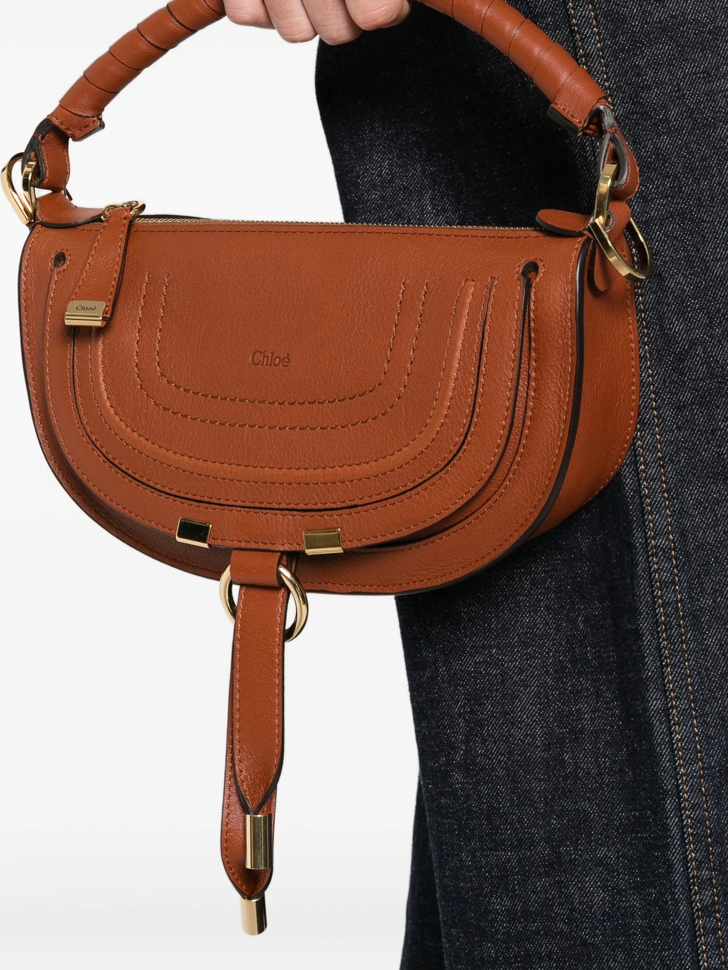 mini Marcie twisted-handle leather shoulder bag