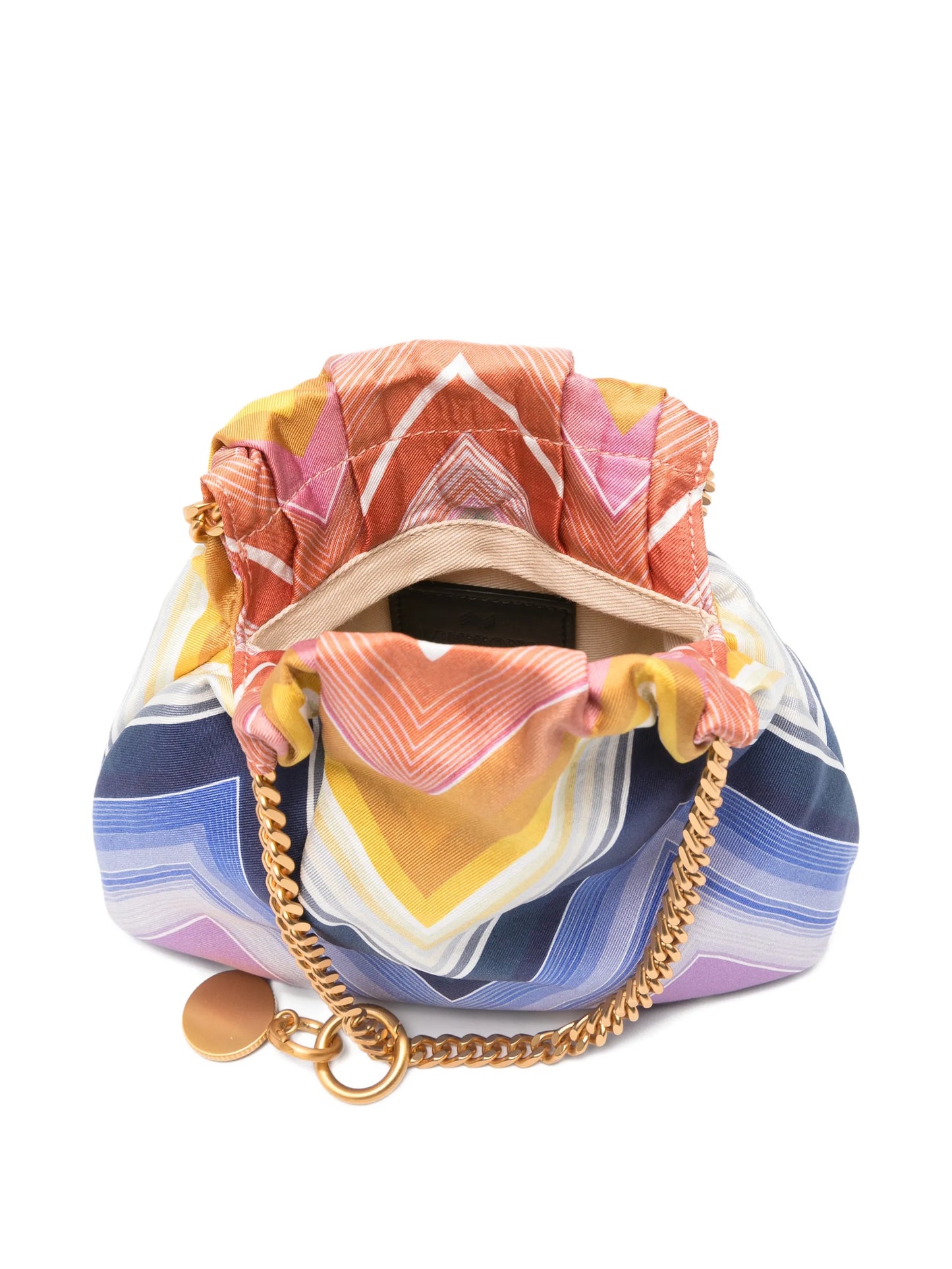 wave silk drawstring chain tote bag