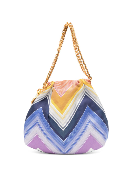 wave silk drawstring chain tote bag