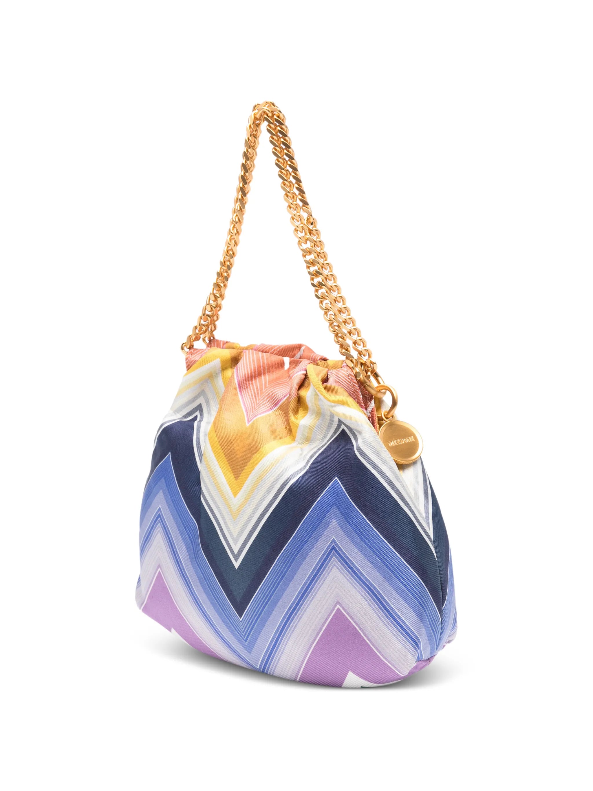 wave silk drawstring chain tote bag
