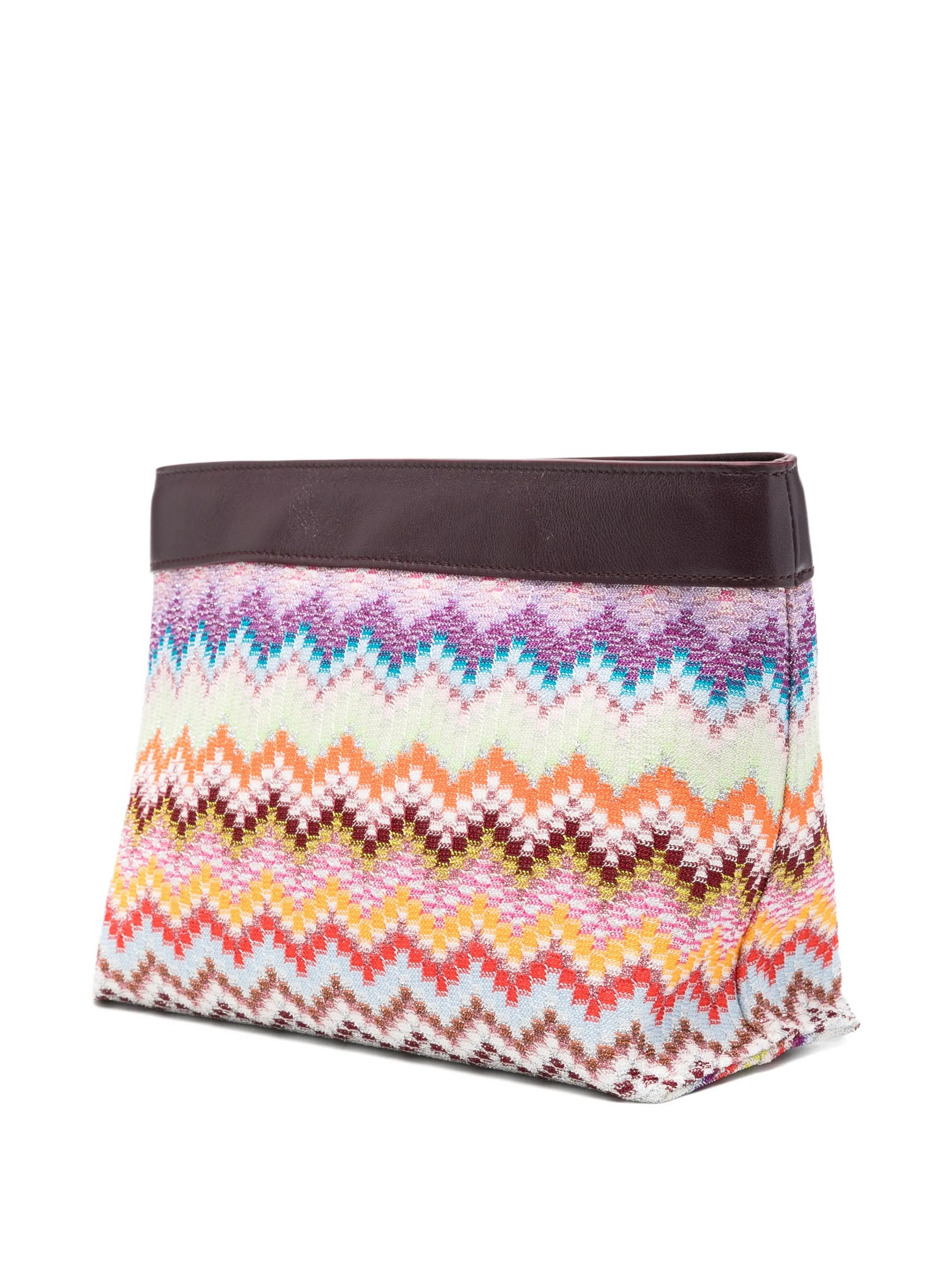 large Raschel zig zag clutch bag