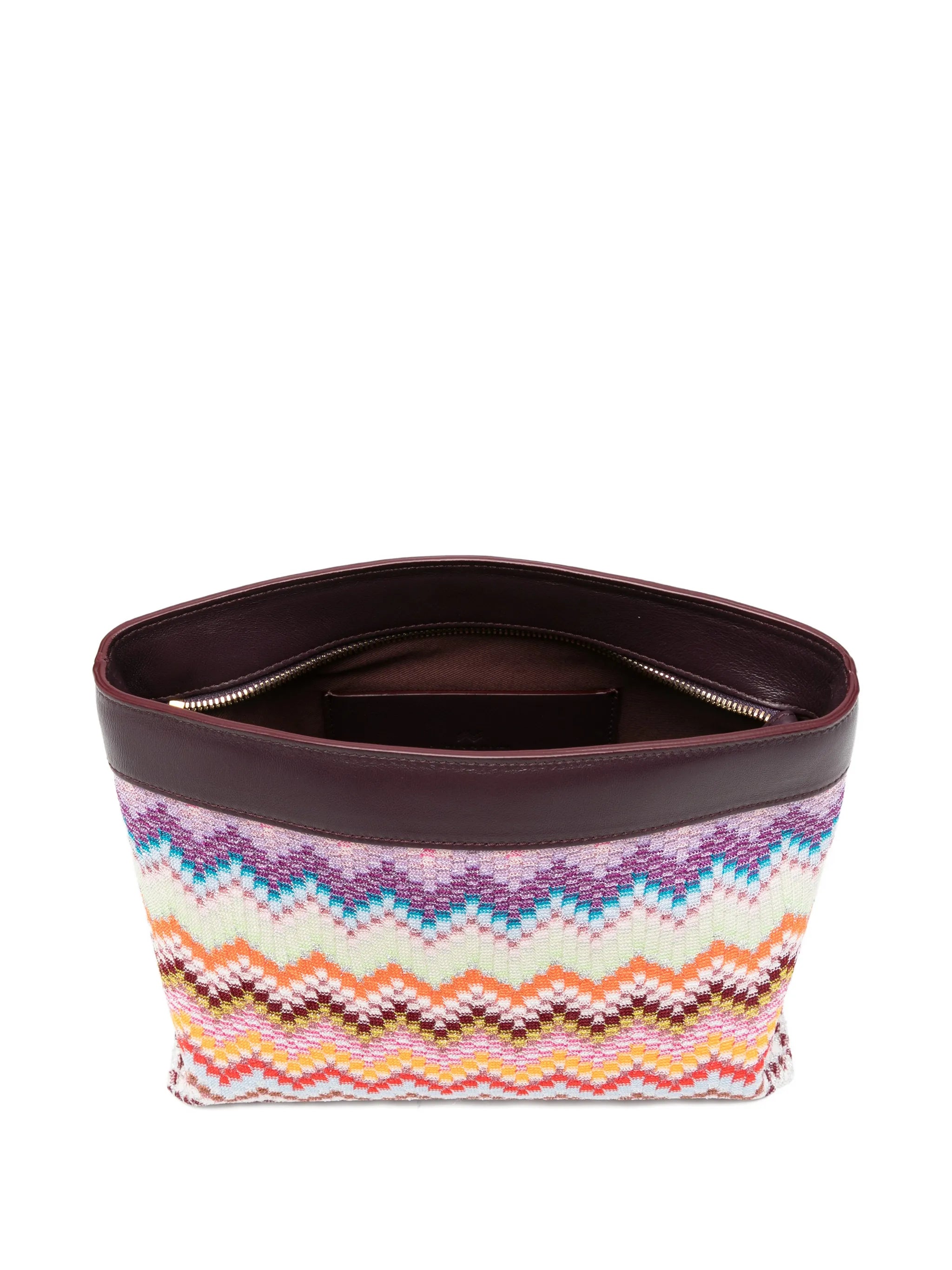 large Raschel zig zag clutch bag