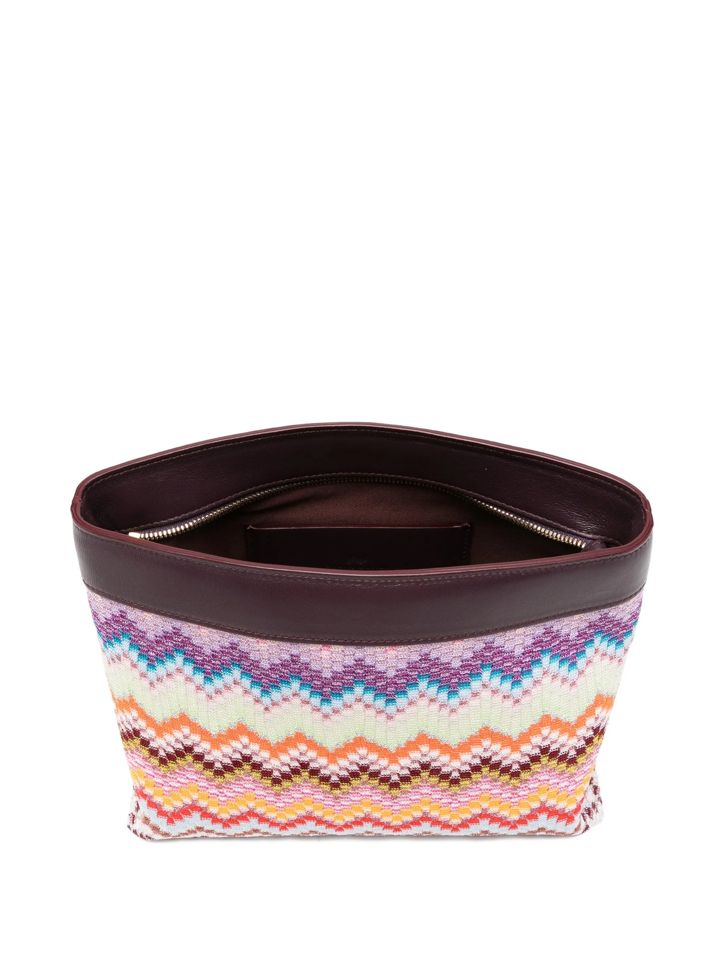 large Raschel zig zag clutch bag