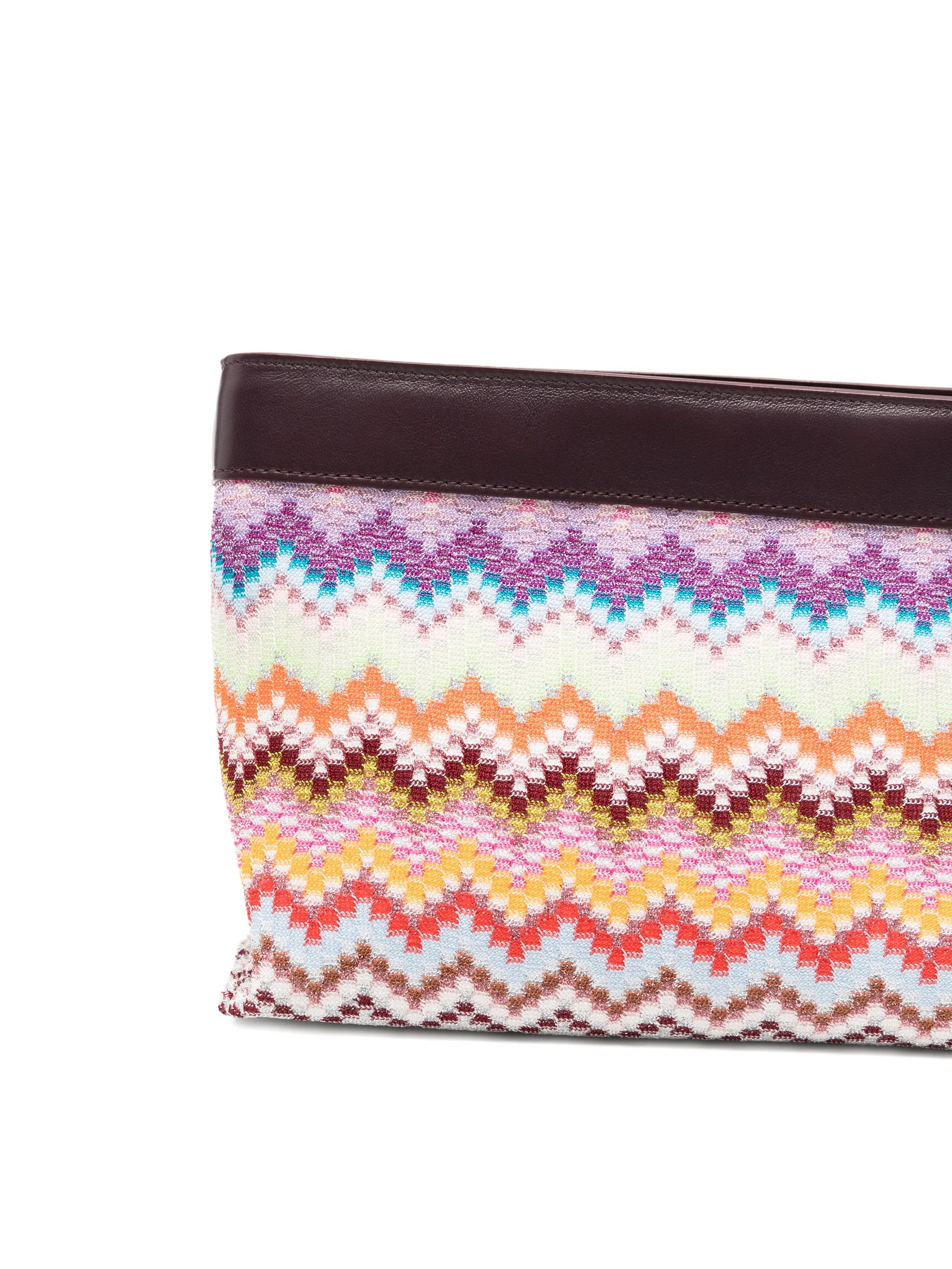 large Raschel zig zag clutch bag