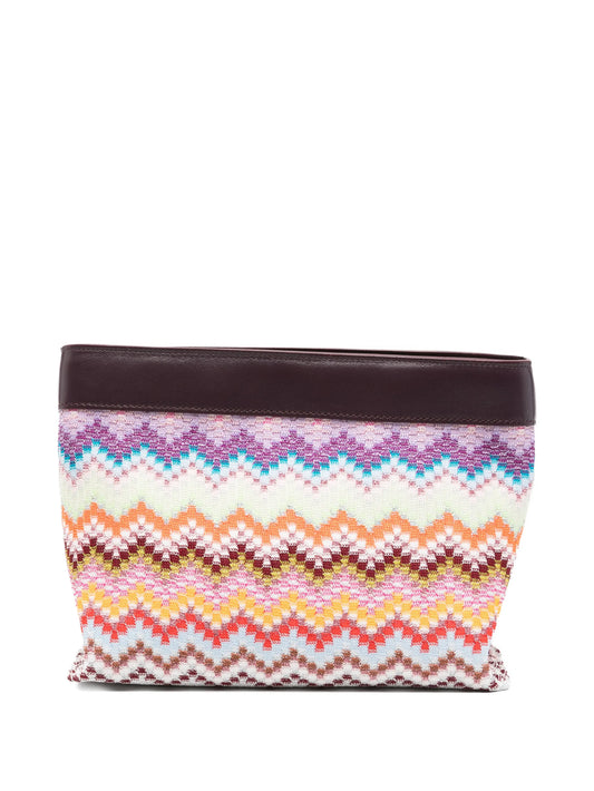 large Raschel zig zag clutch bag