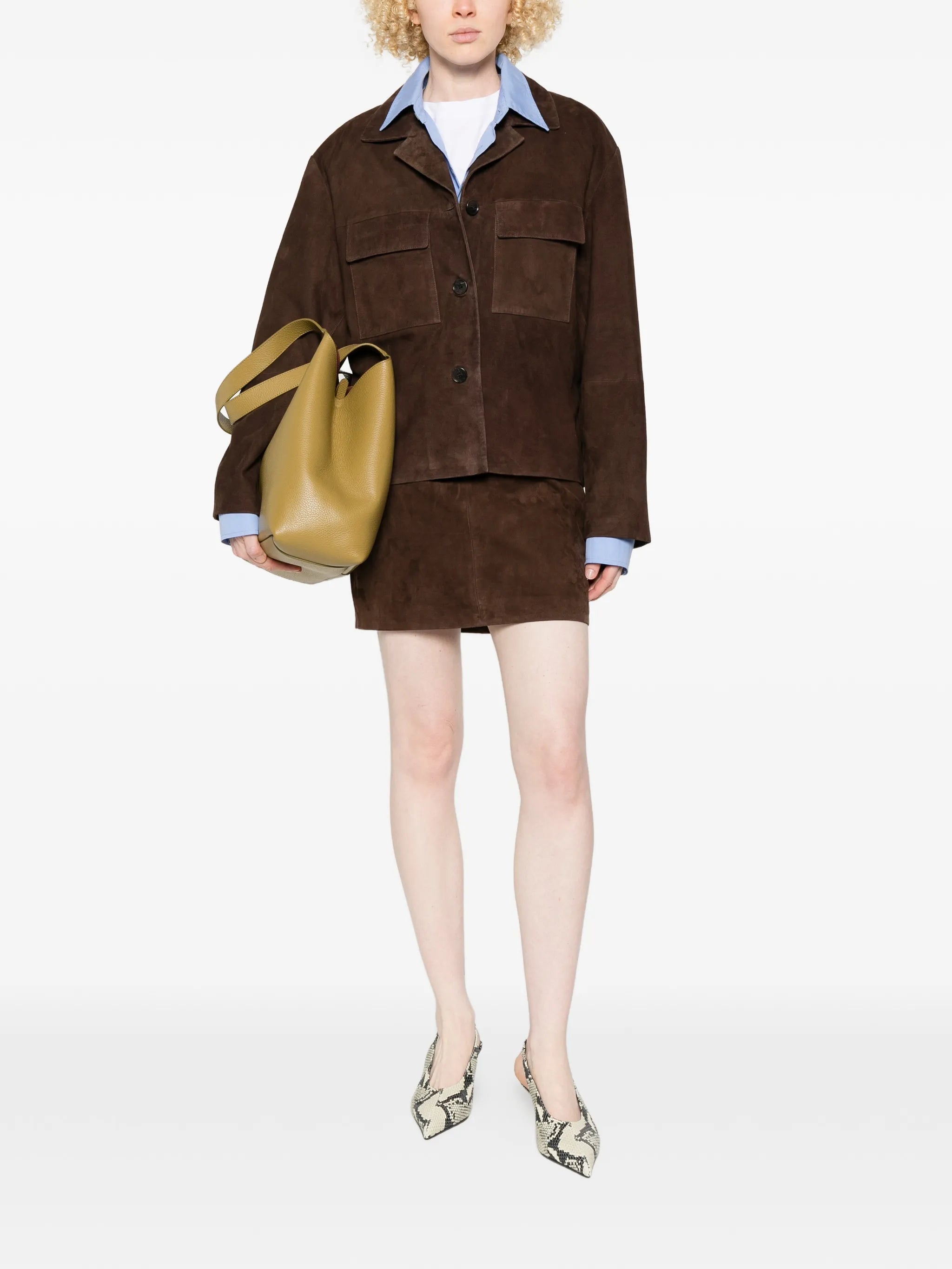 Flore flap-pocket suede jacket