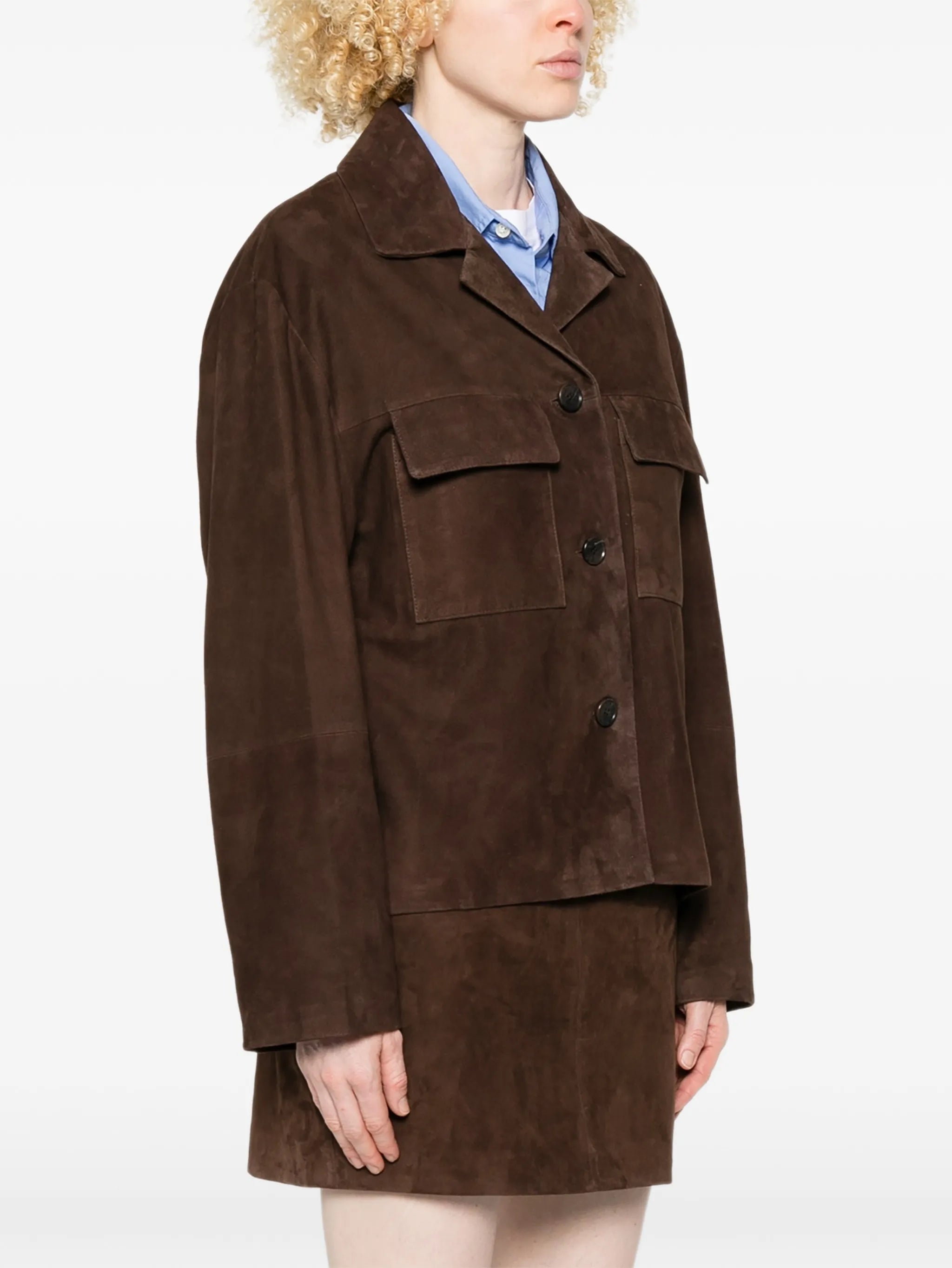 Flore flap-pocket suede jacket