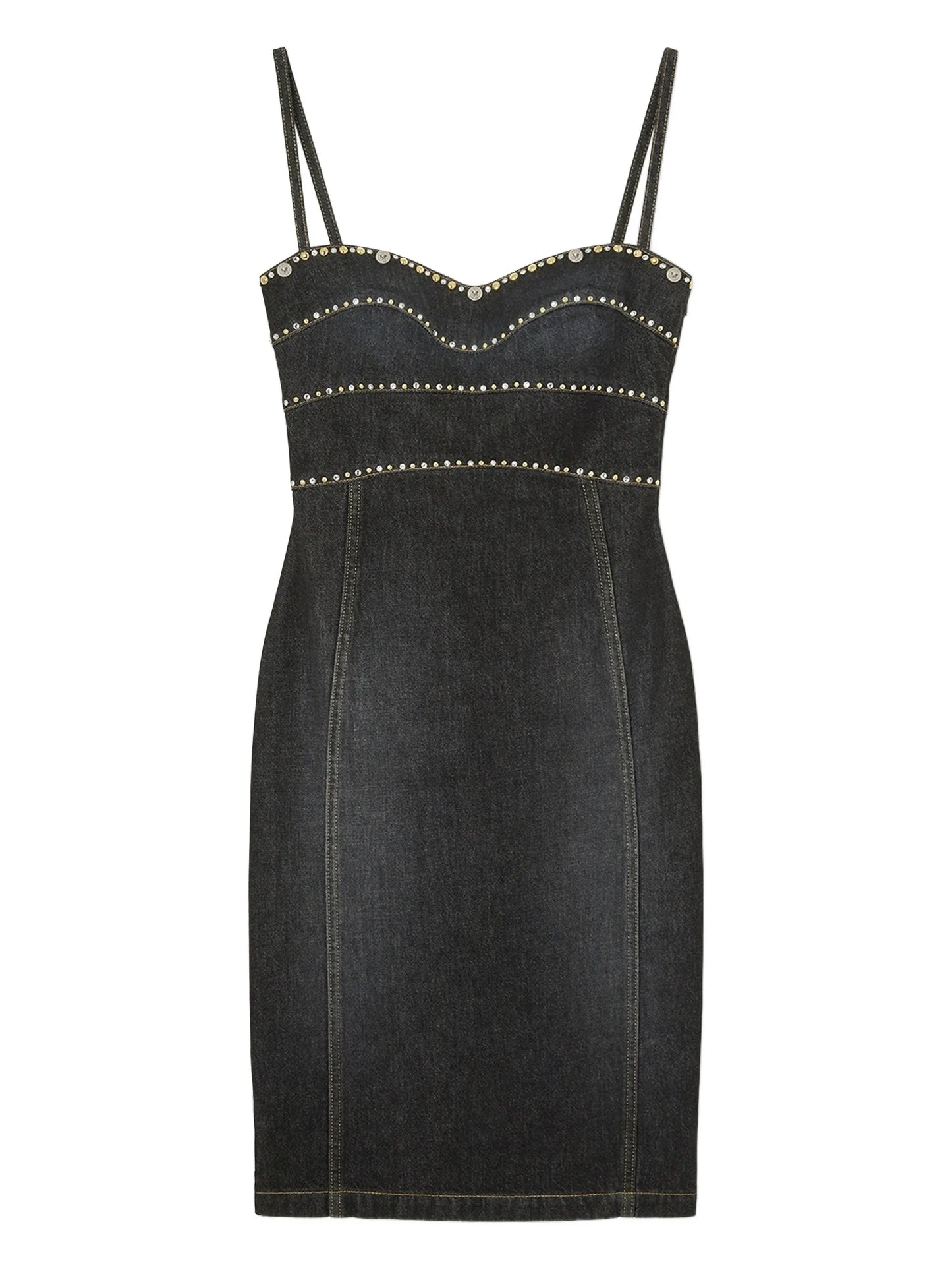 embellished denim dress