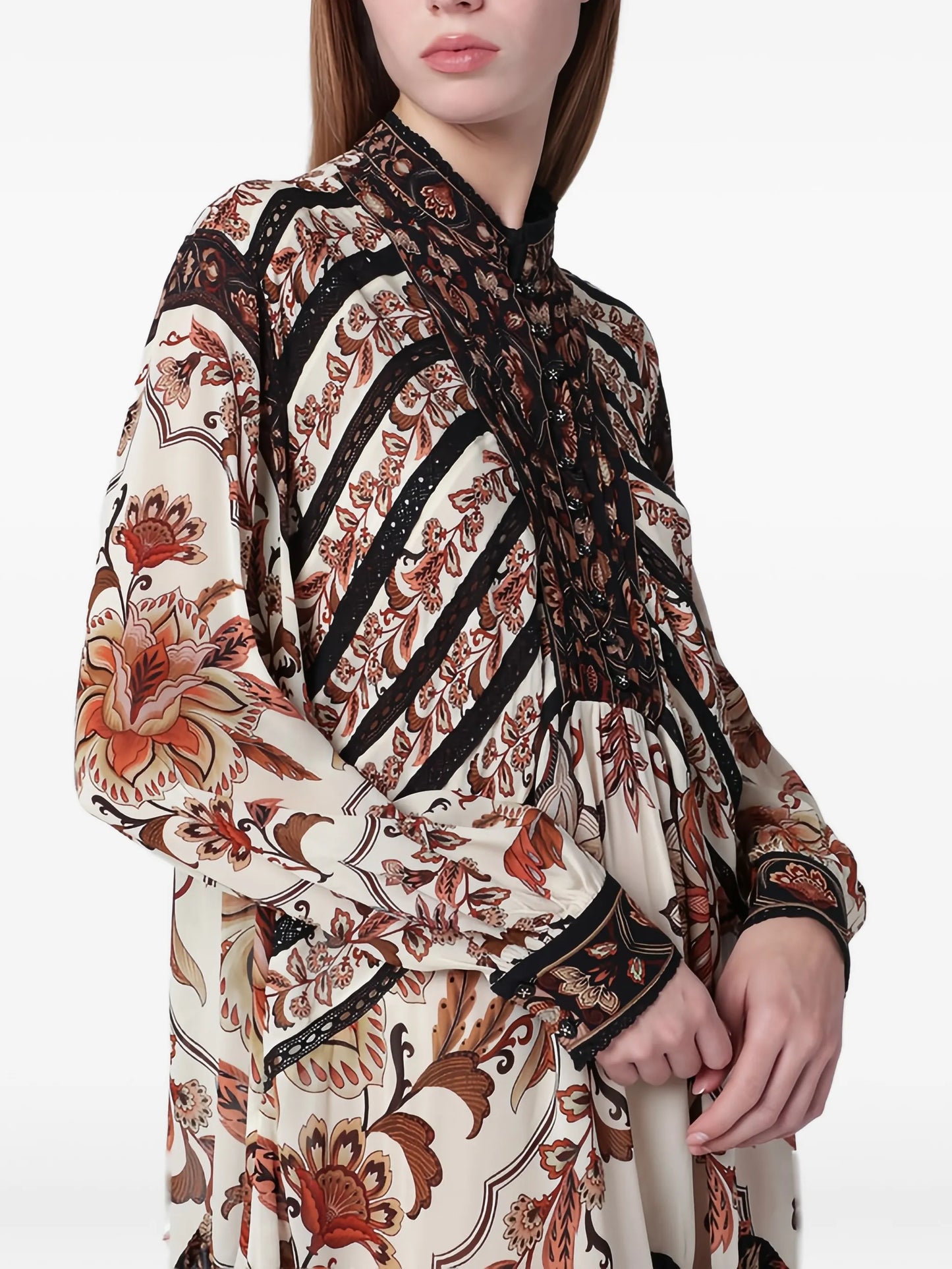 Majestic Garden long-sleeves mini dress