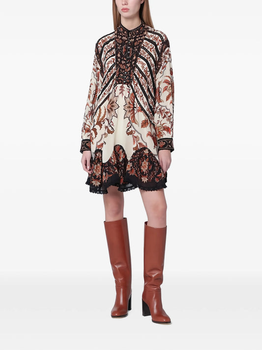 Majestic Garden long-sleeves mini dress