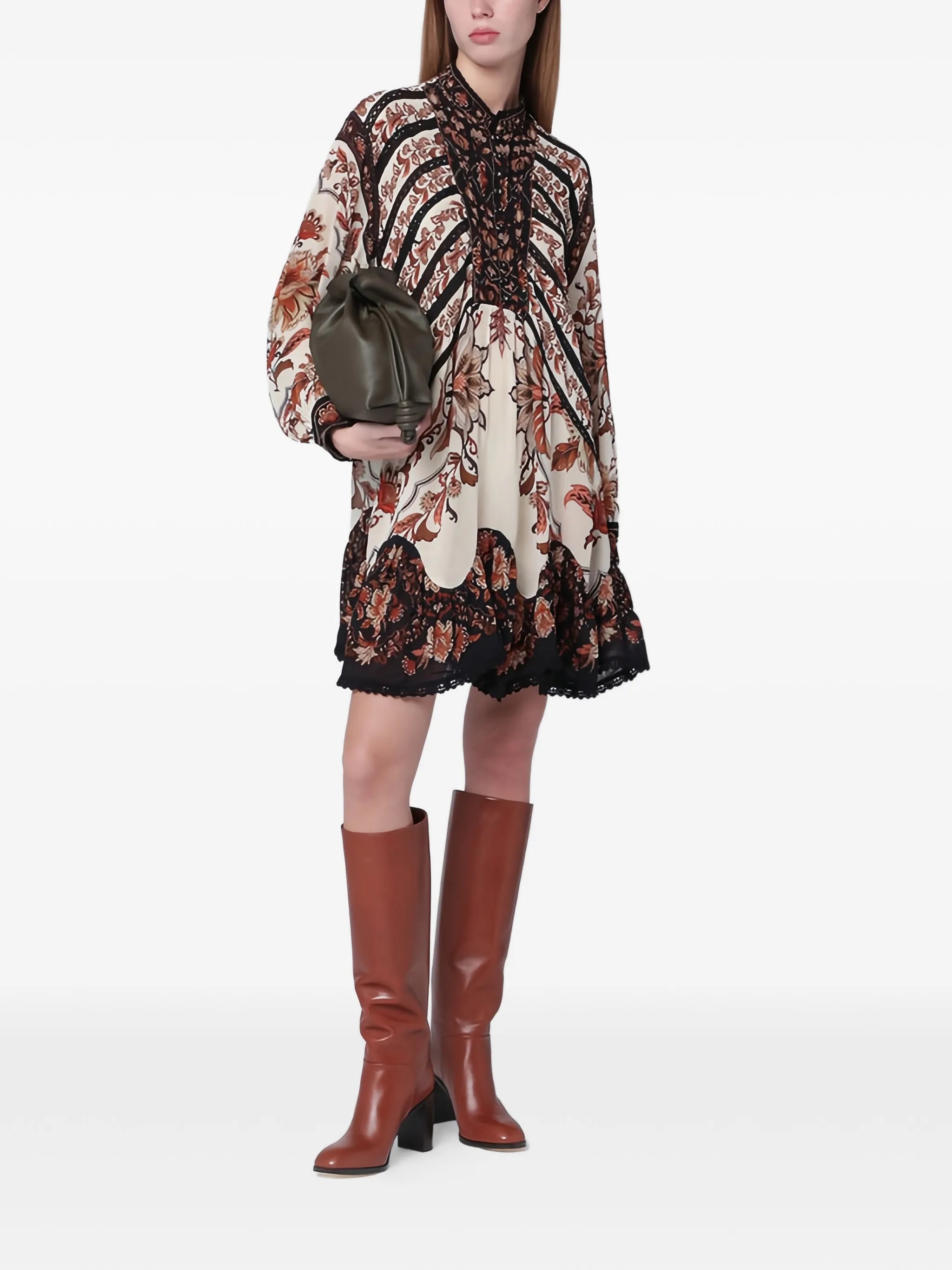 Majestic Garden long-sleeves mini dress