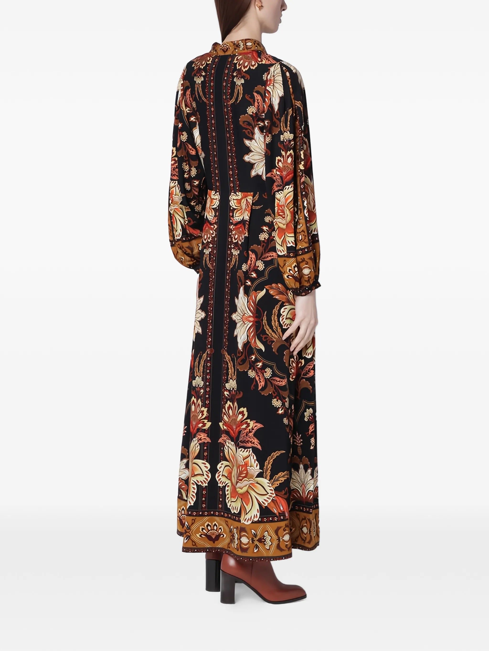 Black Majestic Garden buttoned maxi dress