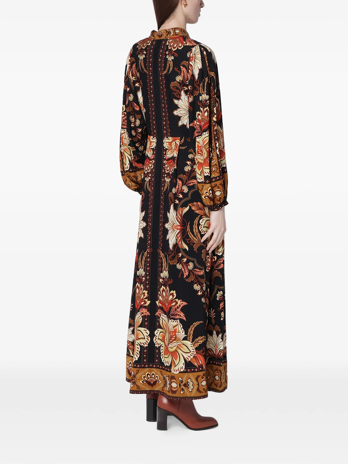 Black Majestic Garden buttoned maxi dress
