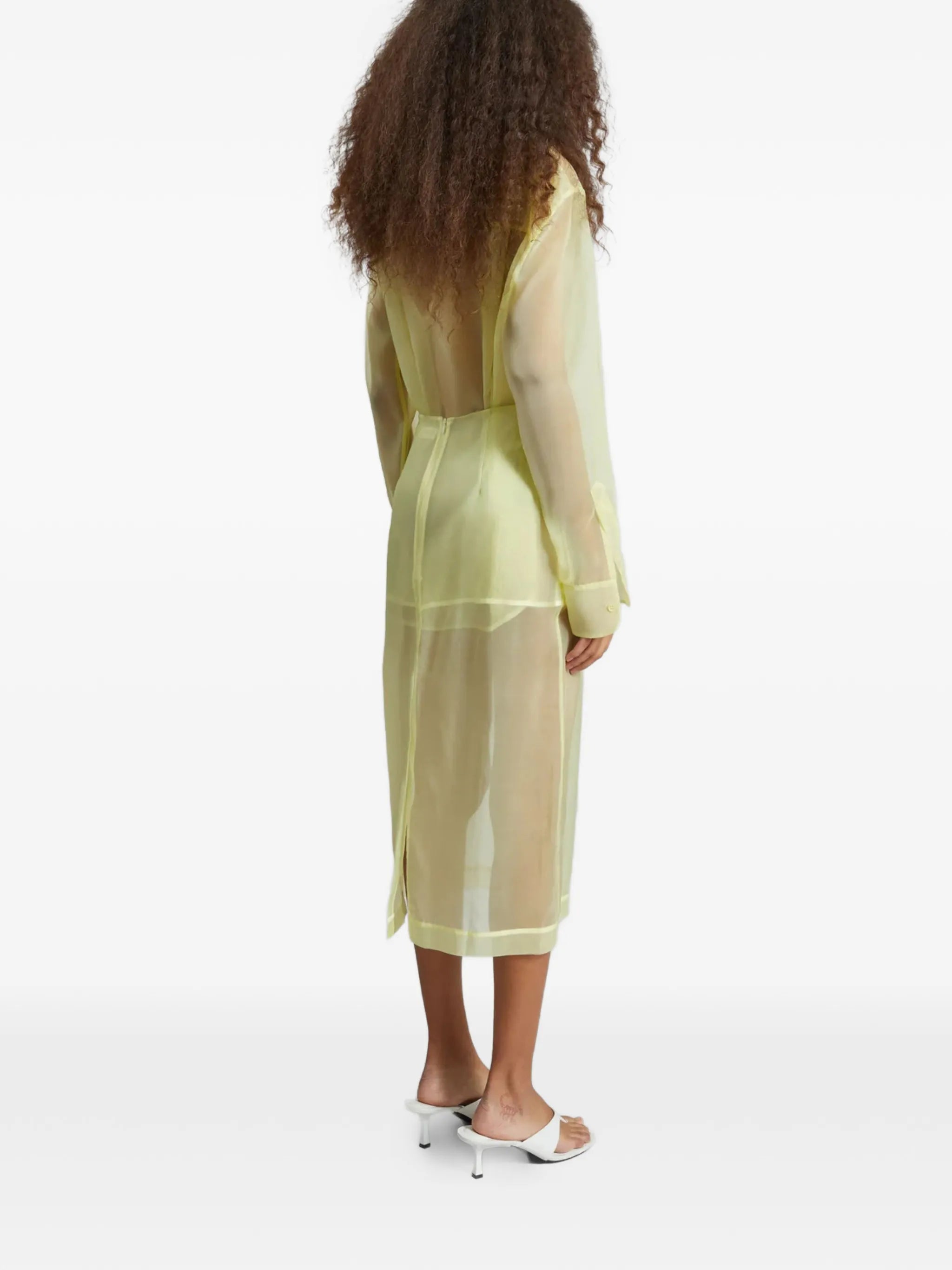 sheer button-up maxi shirt