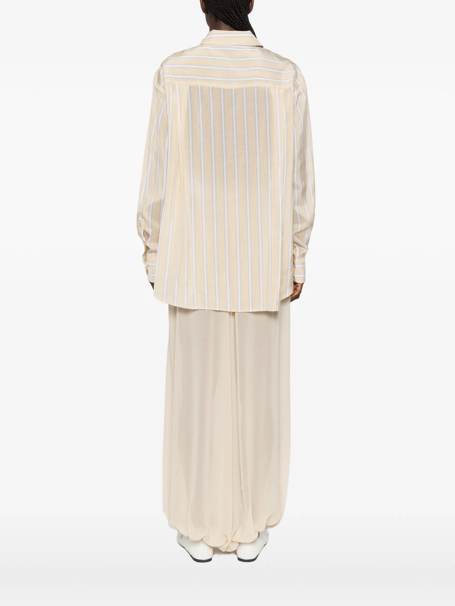 sheer button-up maxi shirt