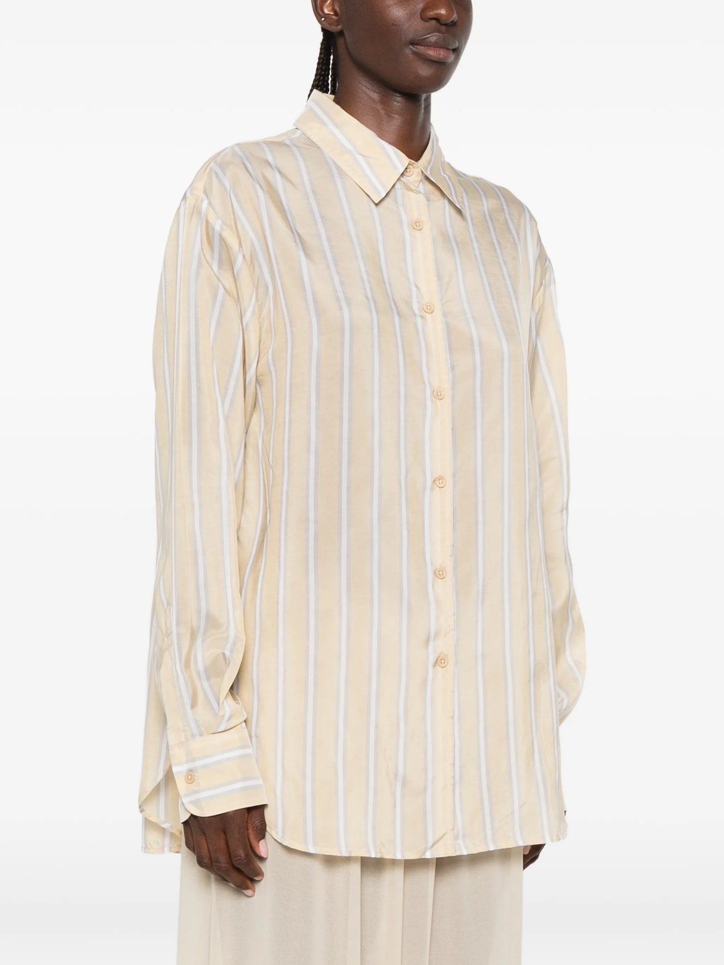 sheer button-up maxi shirt