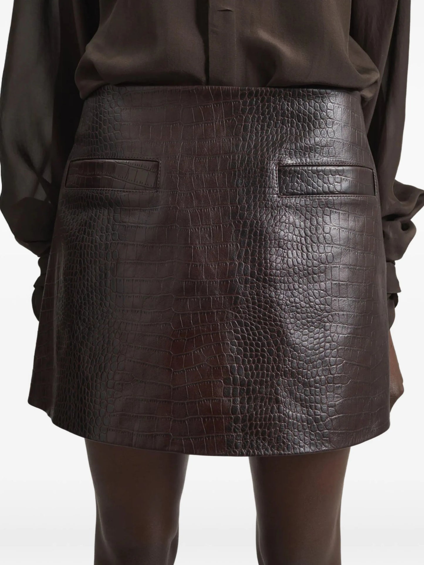 Rory croc-embossed mini skirt
