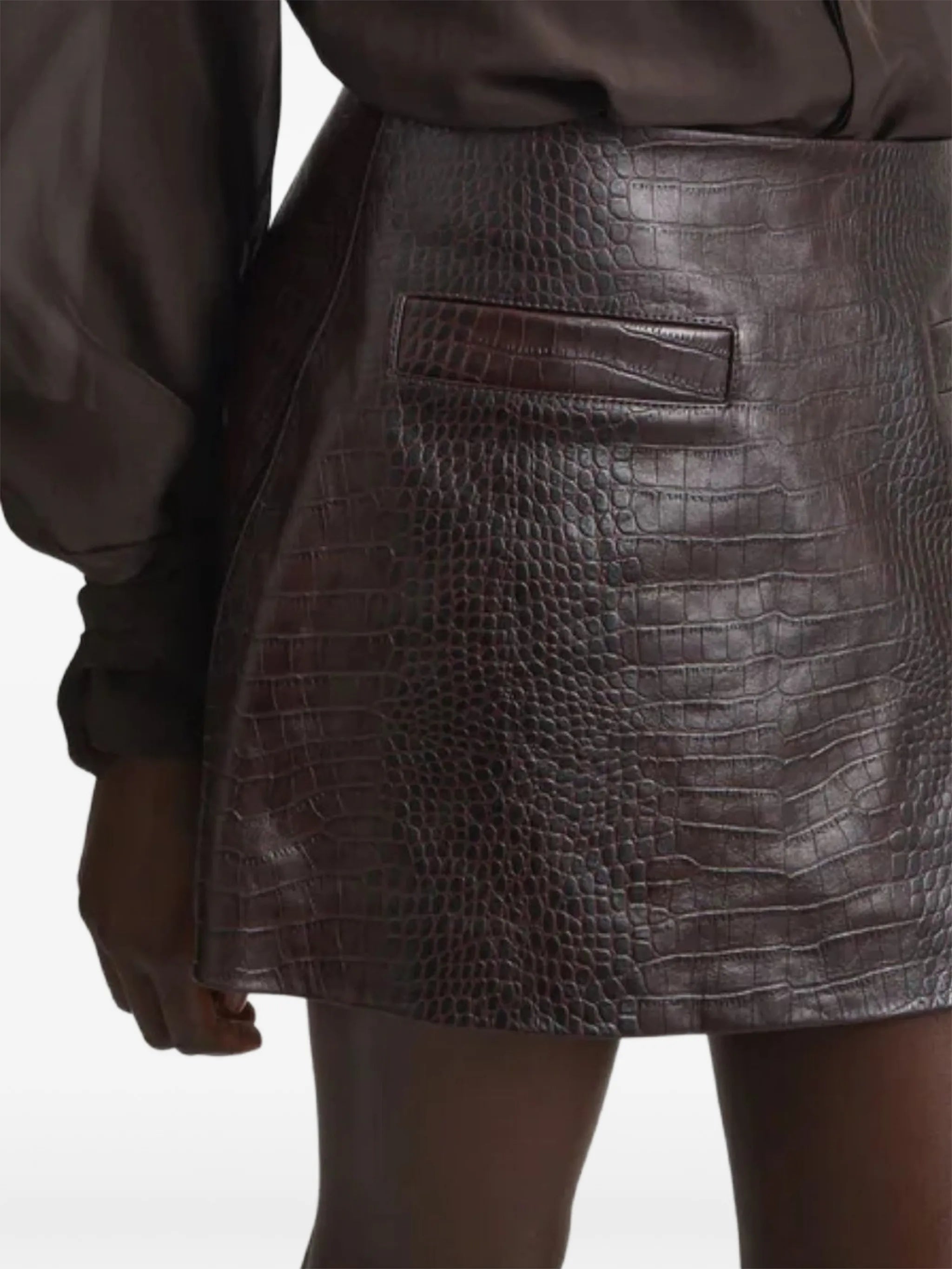 Rory croc-embossed mini skirt
