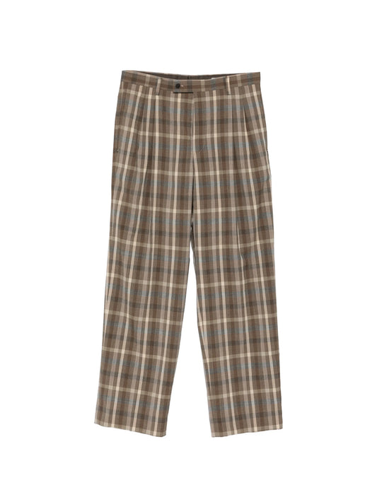 check pleated trousers