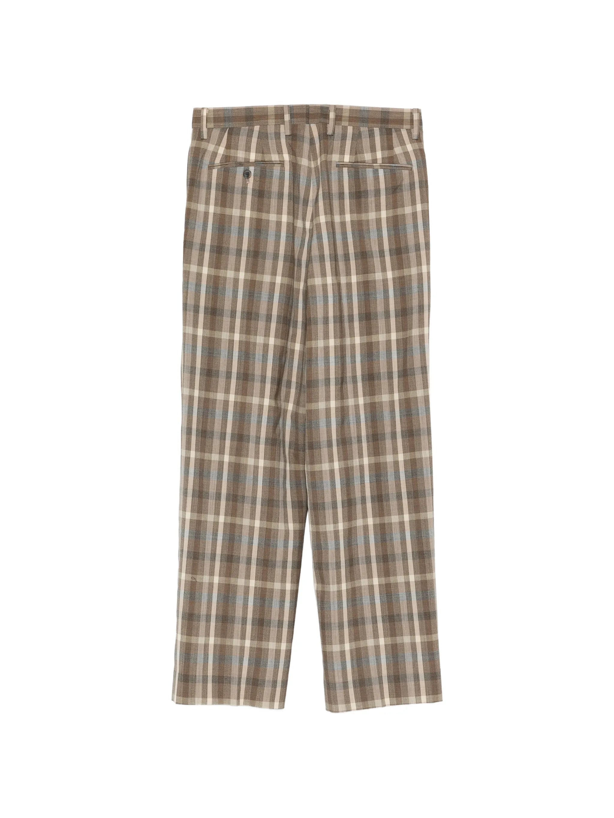 check pleated trousers
