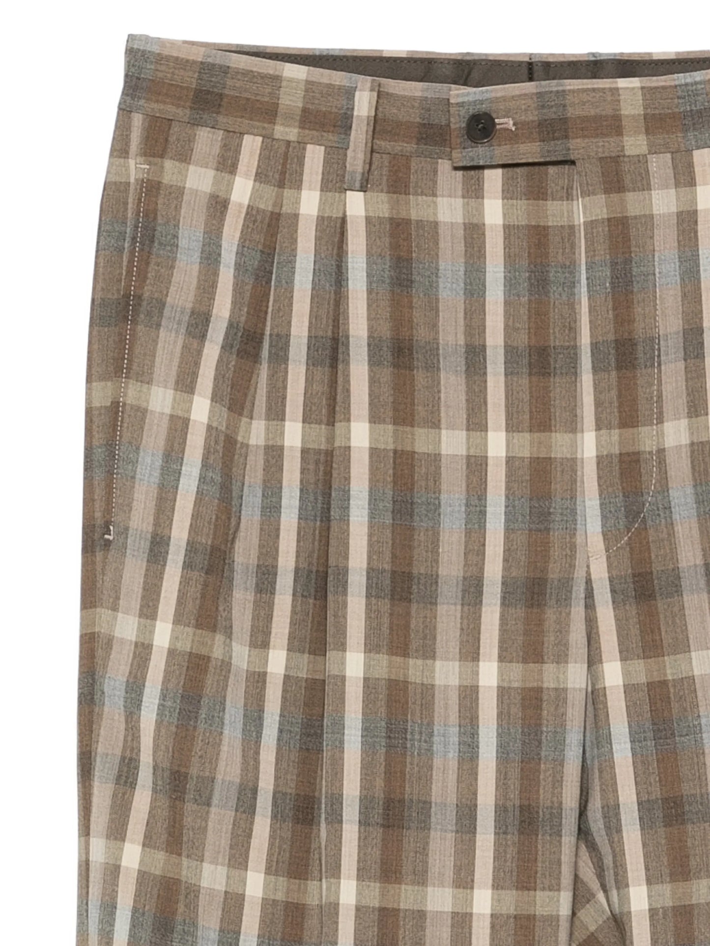 check pleated trousers