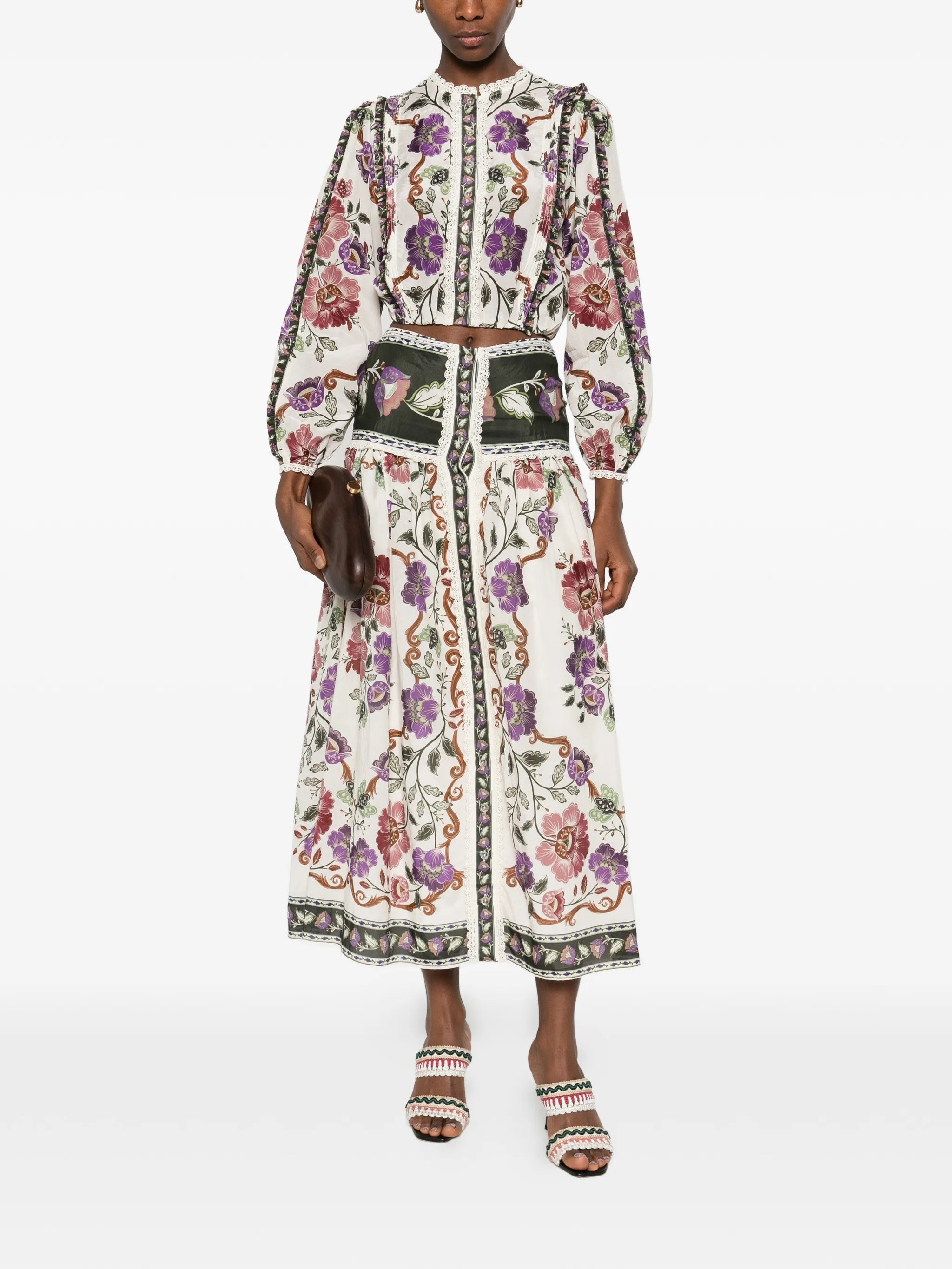 floral-print midi skirt