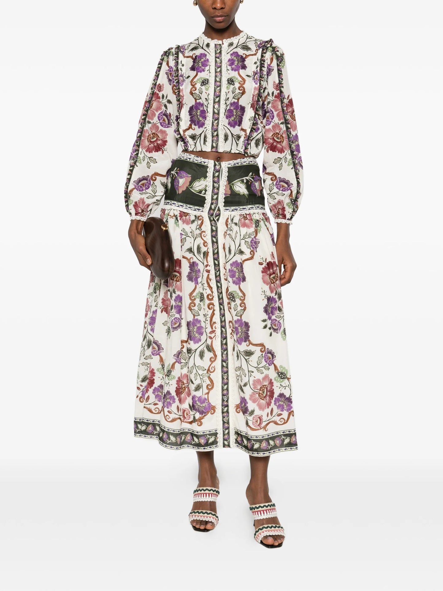 floral-print midi skirt