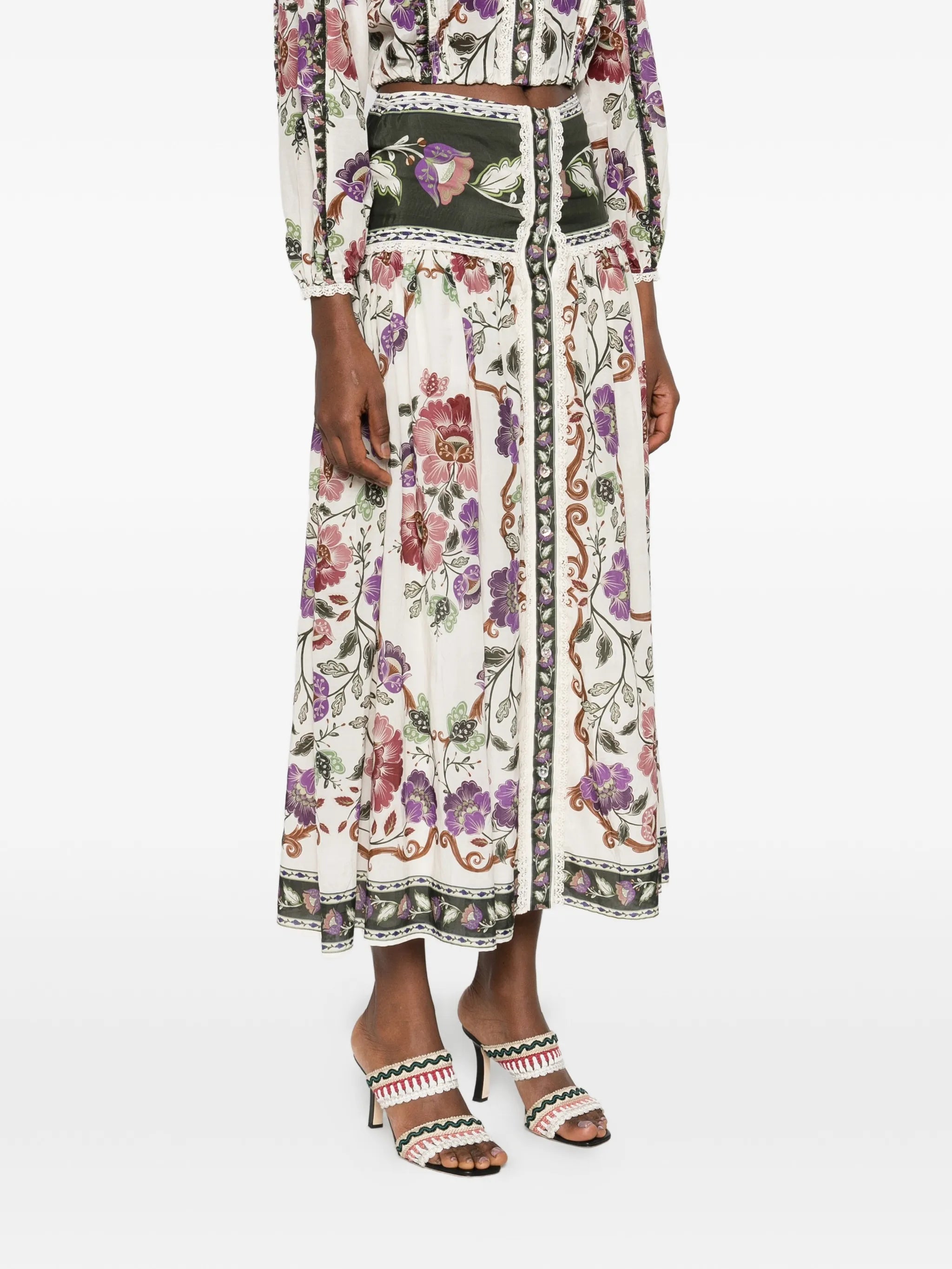 floral-print midi skirt