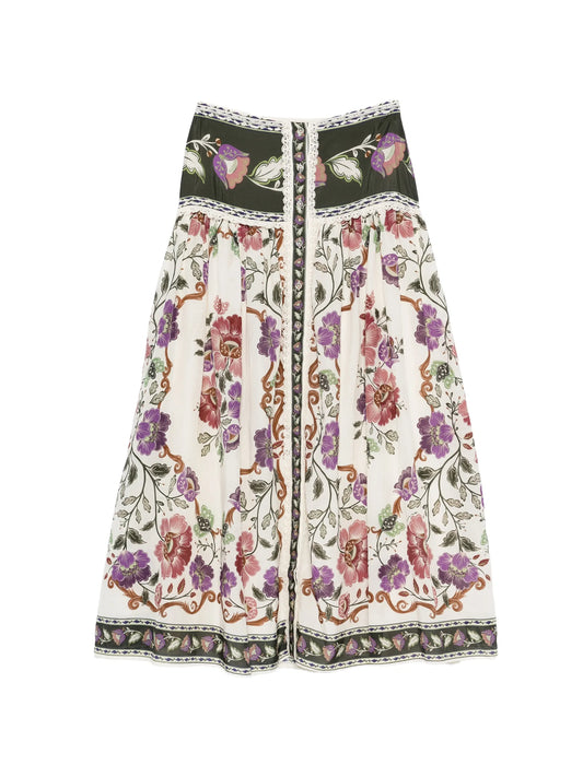 floral-print midi skirt