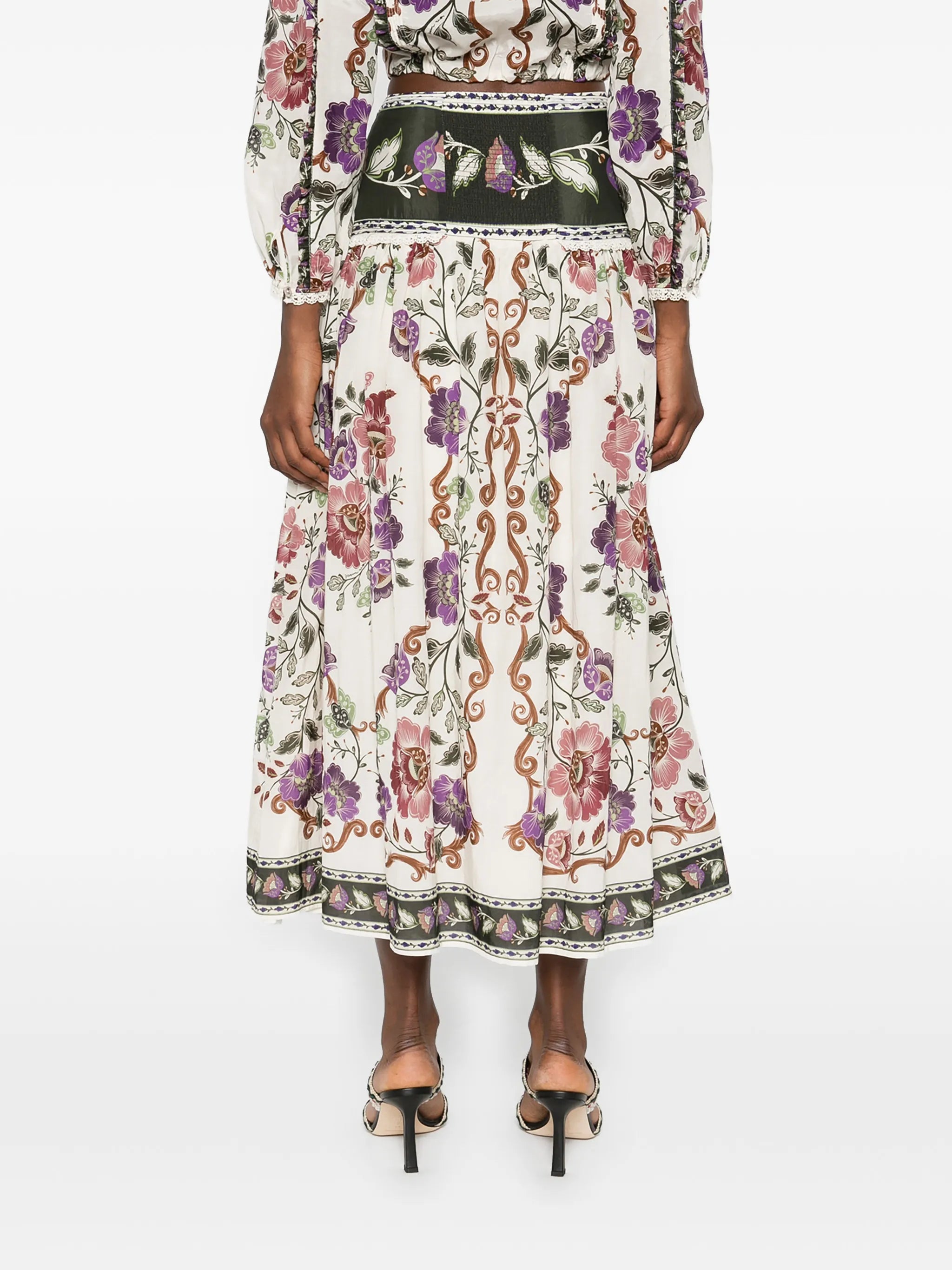 floral-print midi skirt