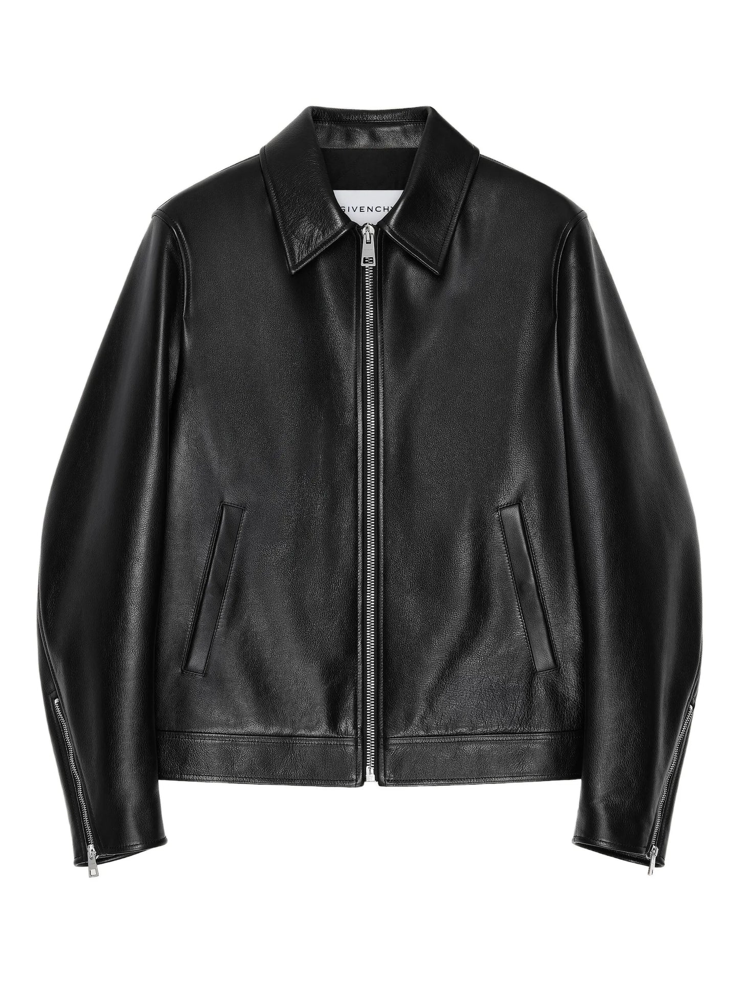 classic-collar leather jacket