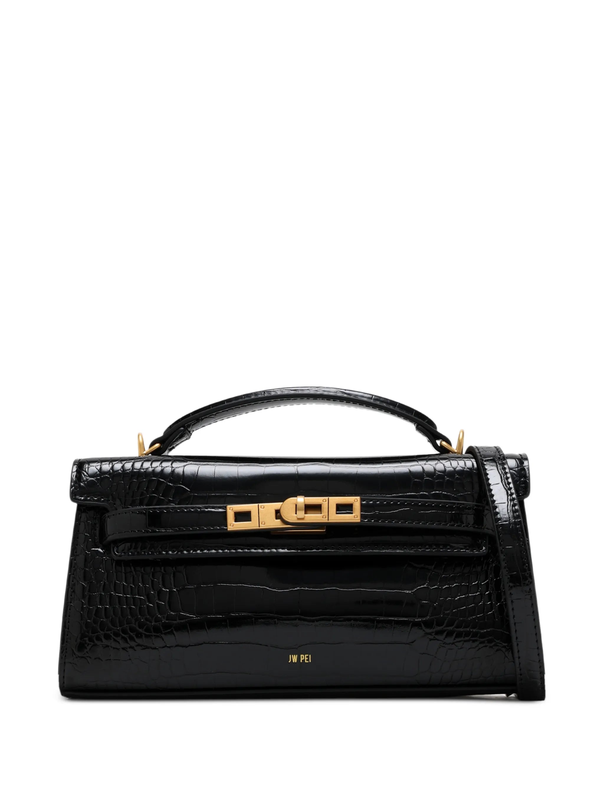 croc-effect top-handle tote bag