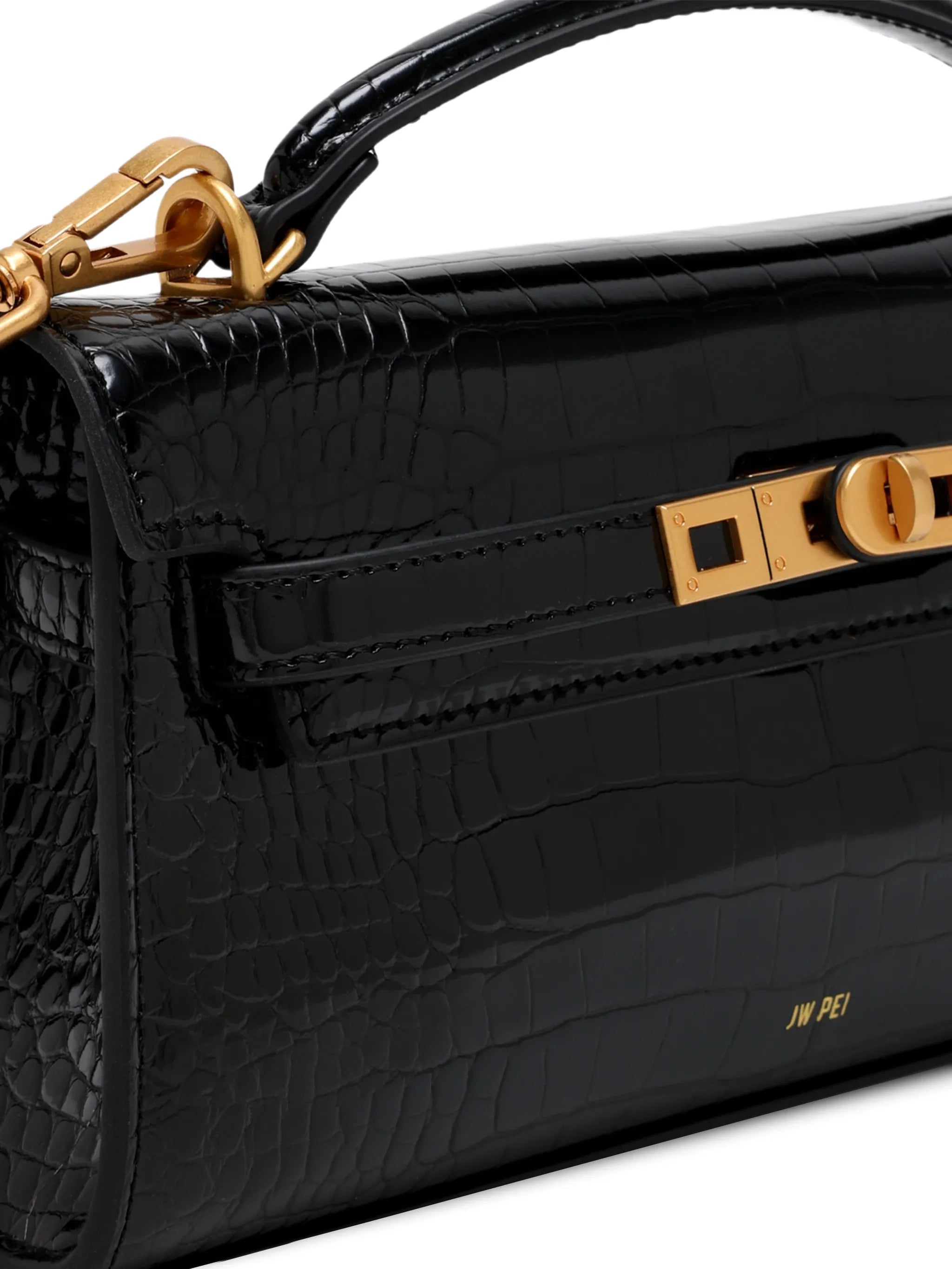 croc-effect top-handle tote bag