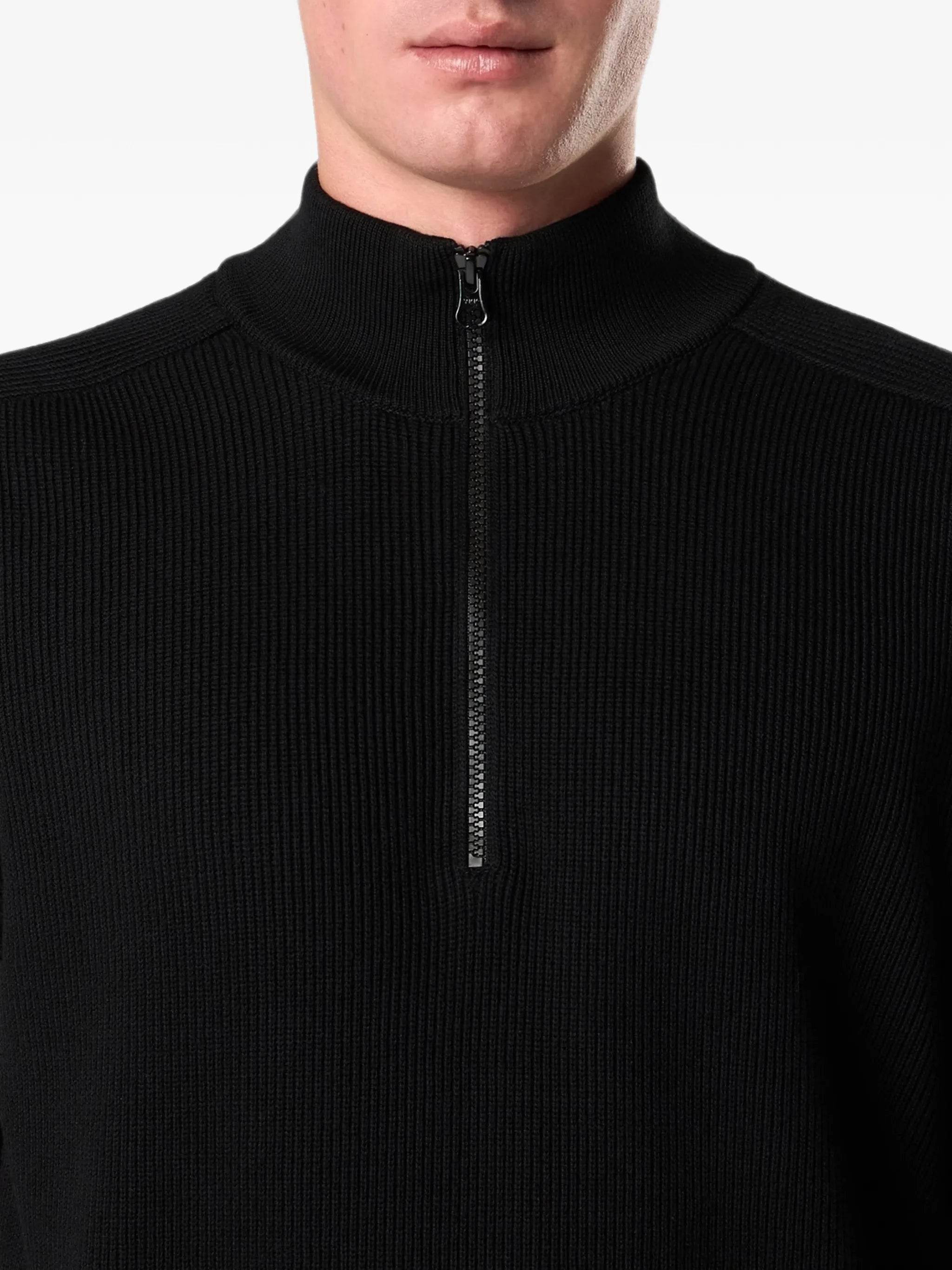 Compass-motif ribbed sweater