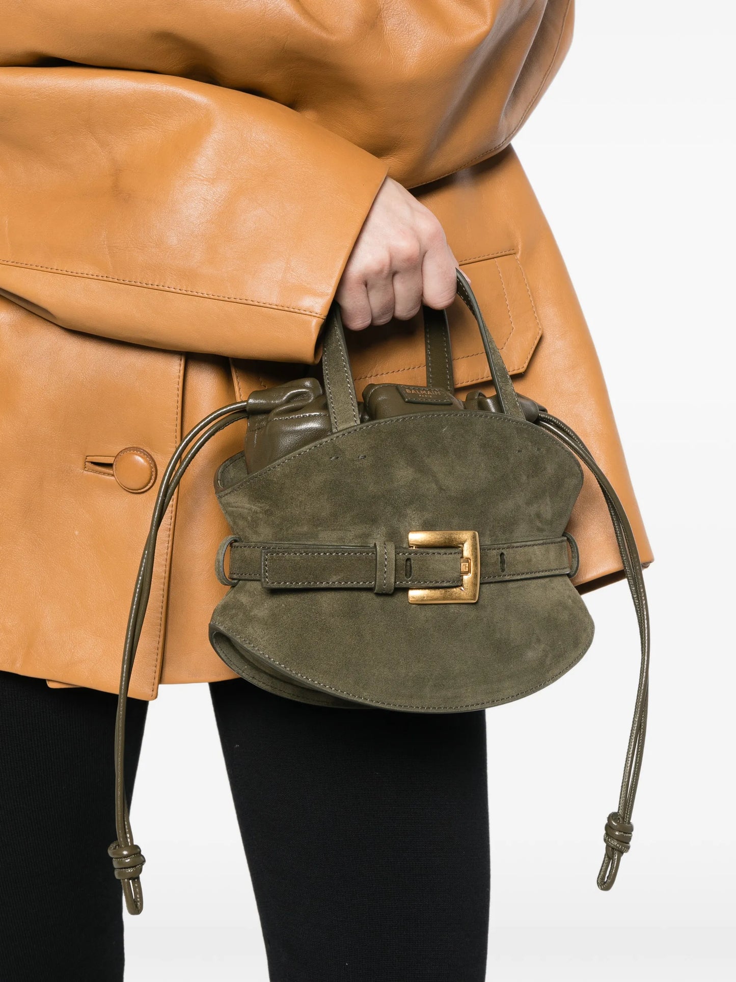 buckle suede tote bag