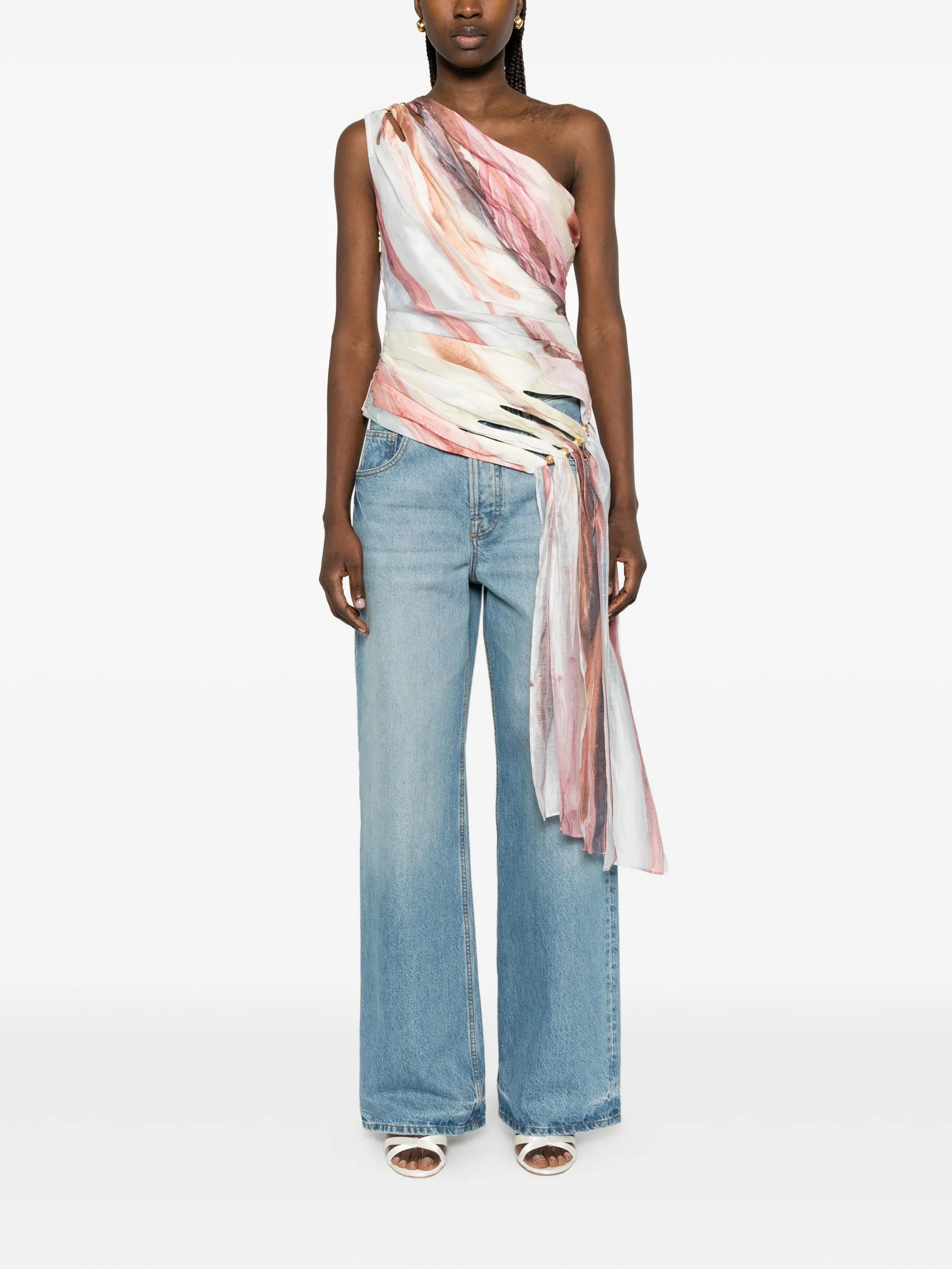 Capture one-shoulder draped top