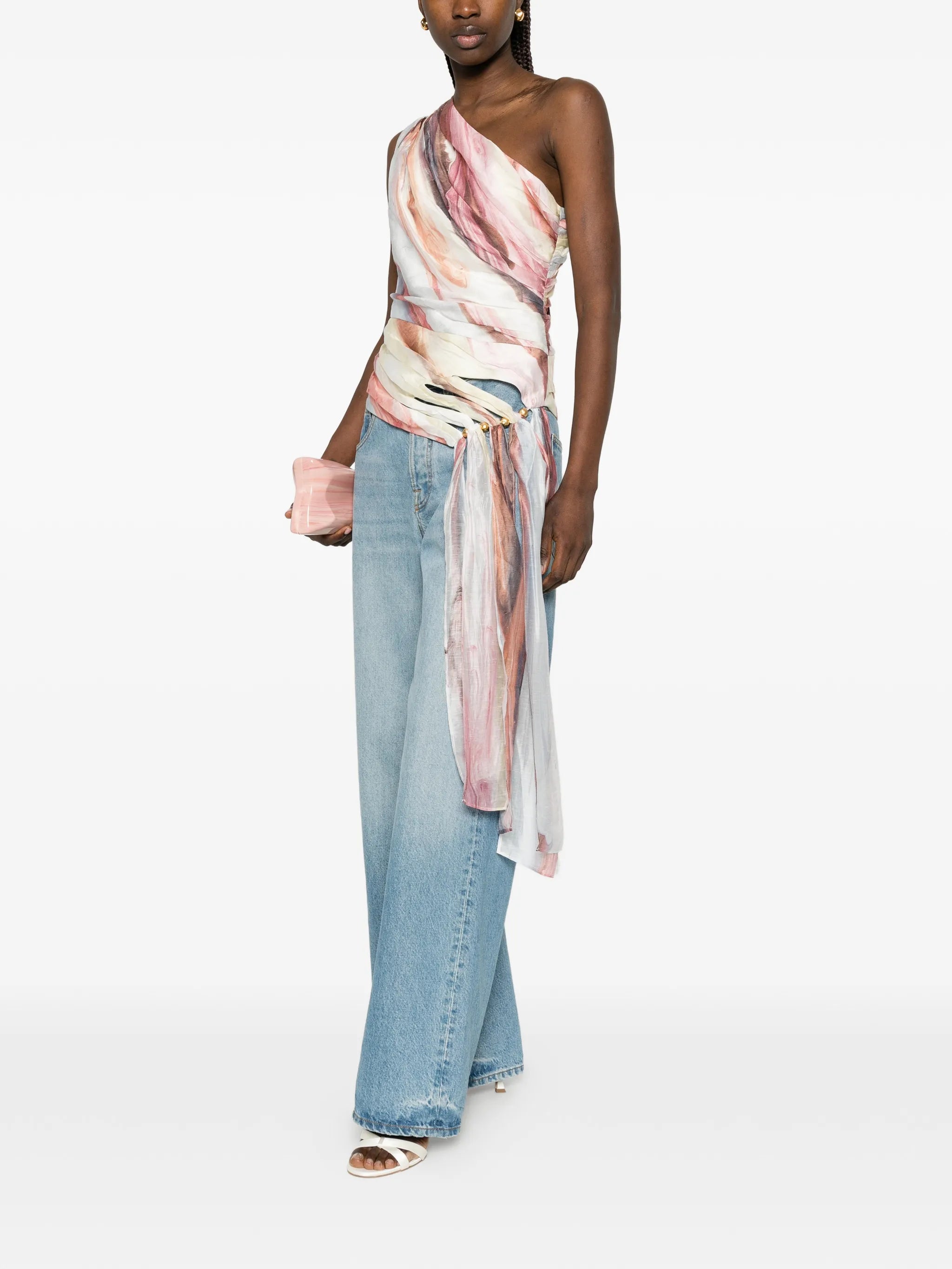 Capture one-shoulder draped top