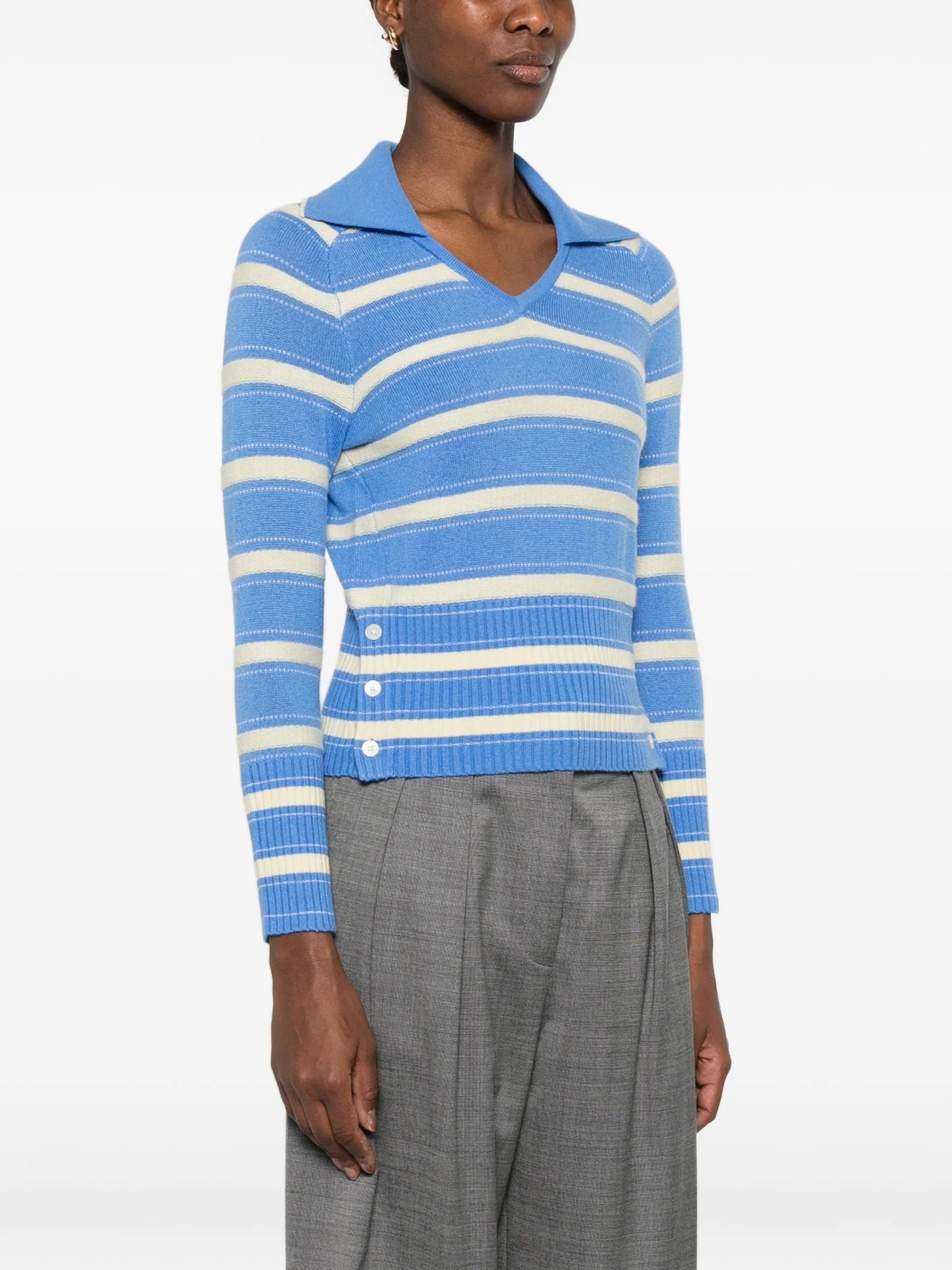 Port striped button-detail sweater