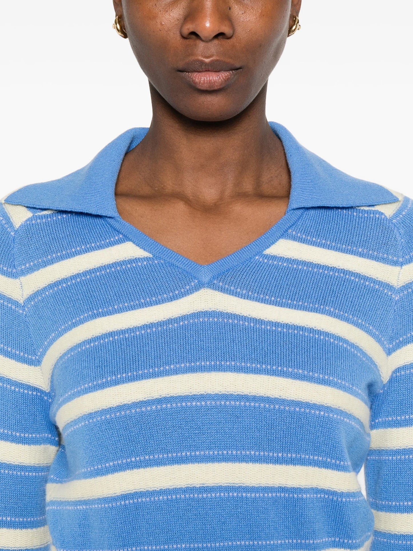 Port striped button-detail sweater