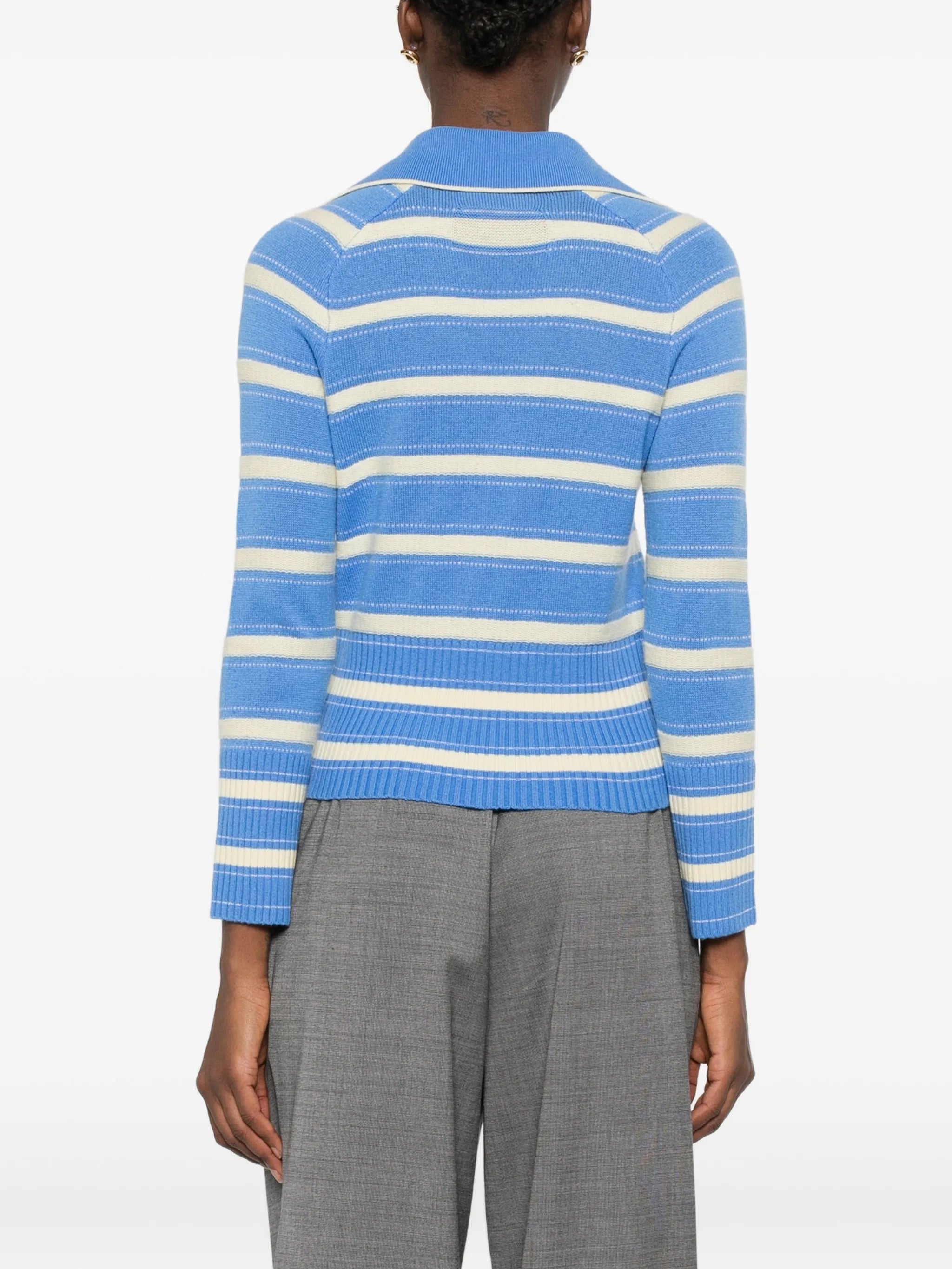 Port striped button-detail sweater