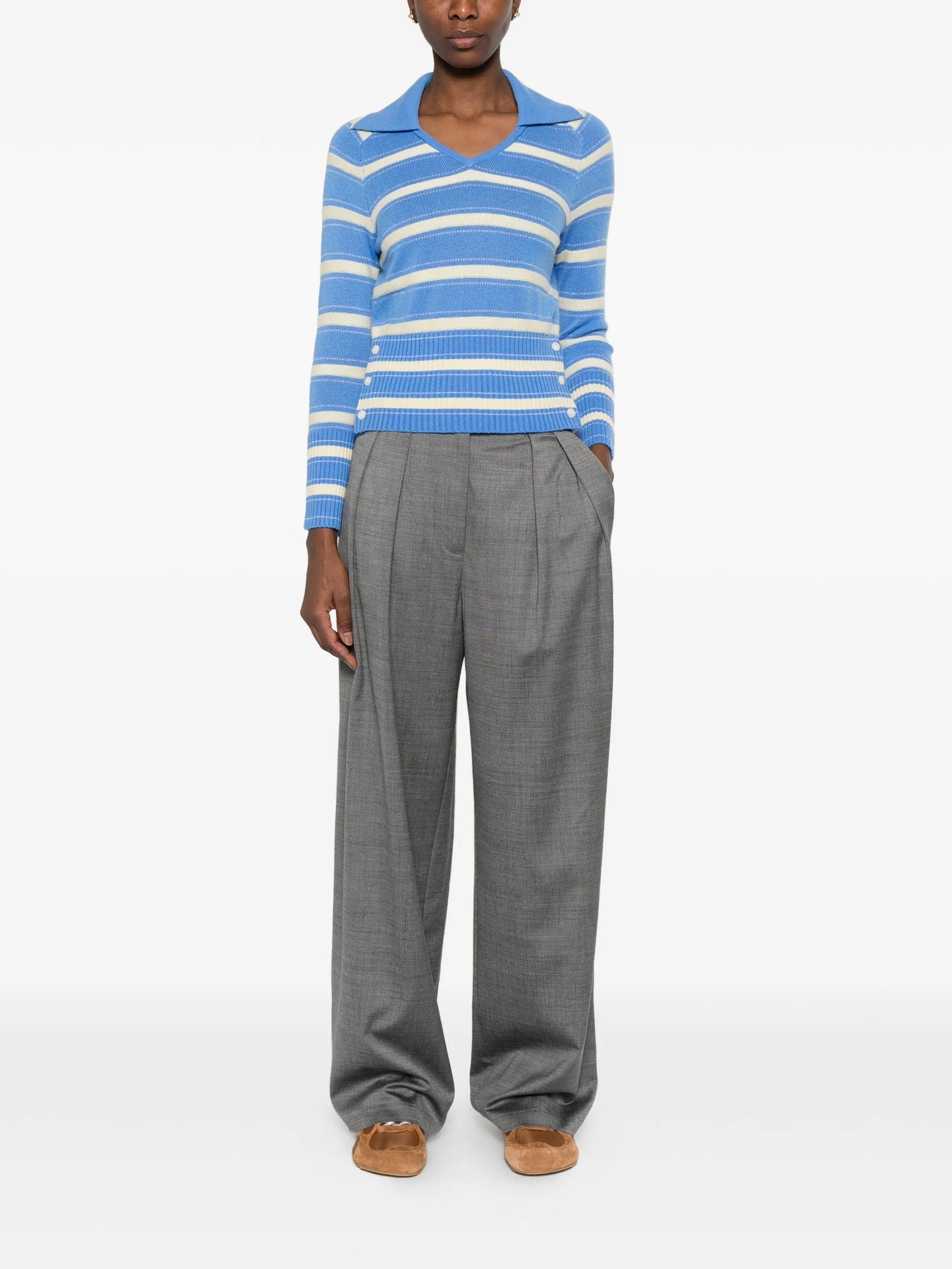 Port striped button-detail sweater
