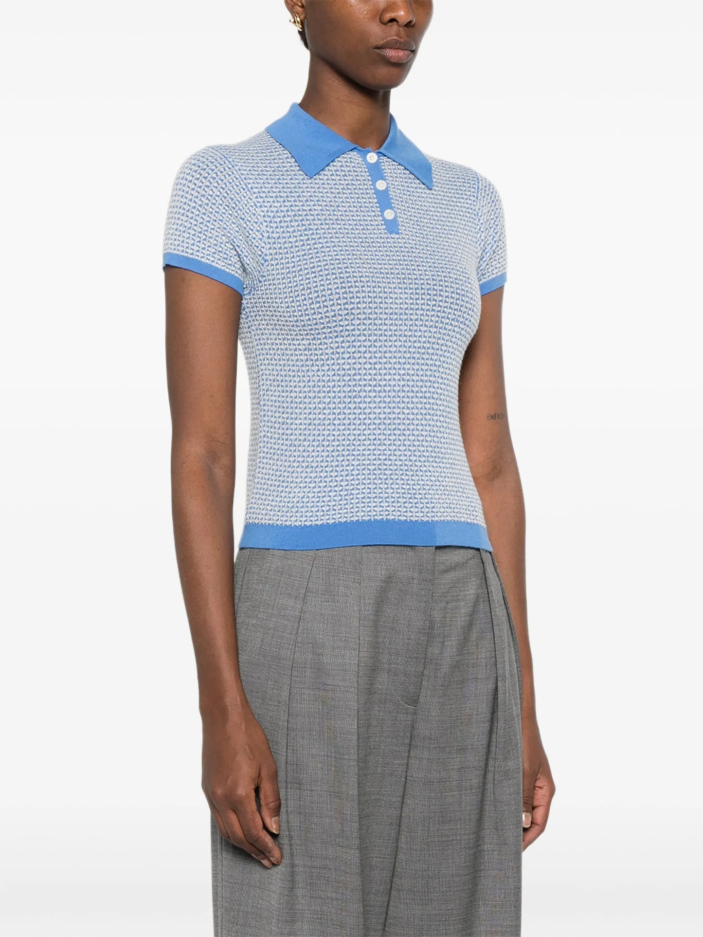 patterned polo shirt
