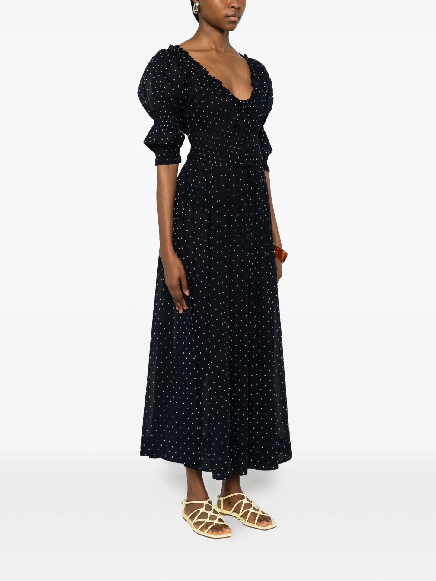 Ischia polka-dot midi dress