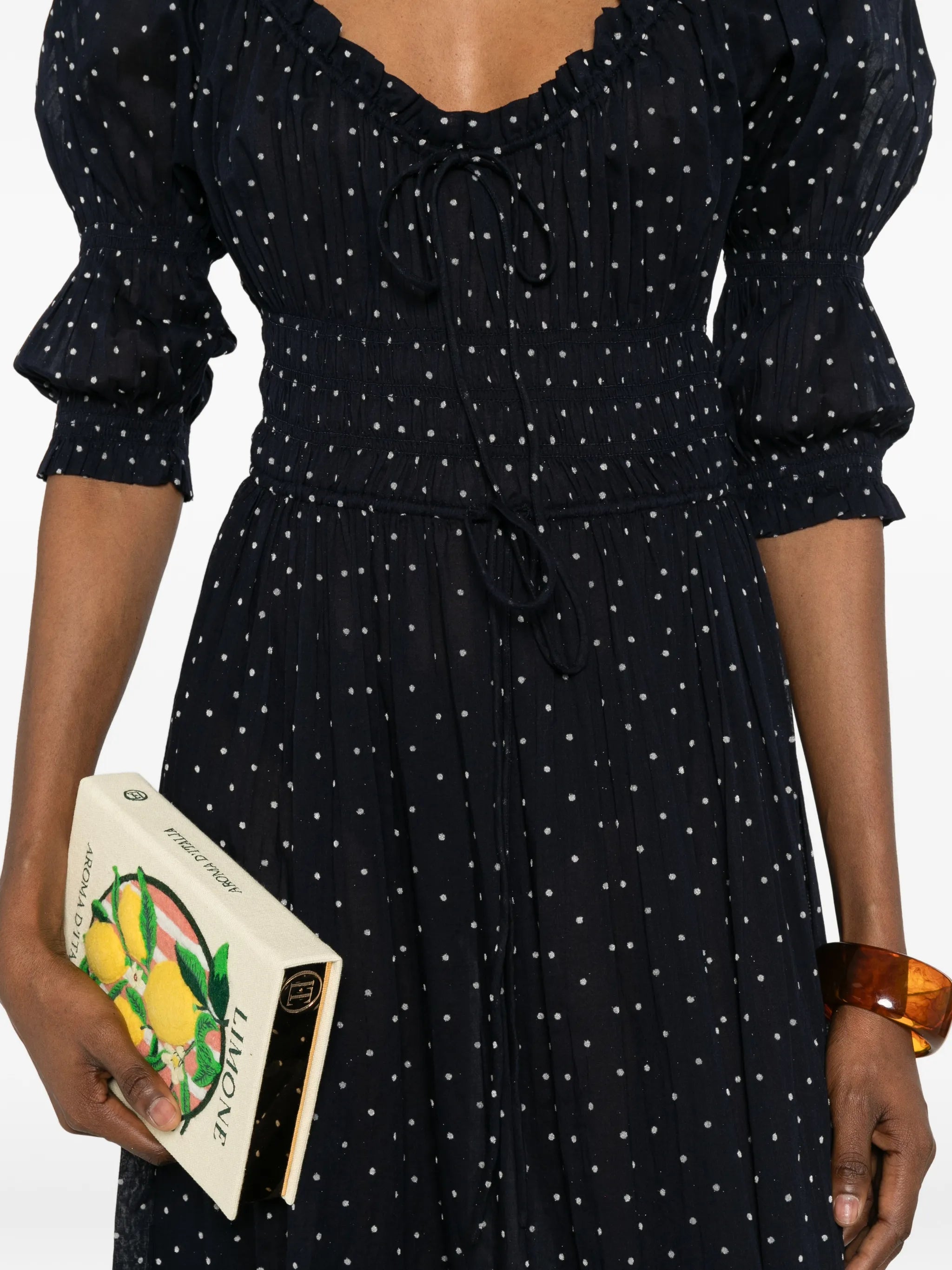 Ischia polka-dot midi dress