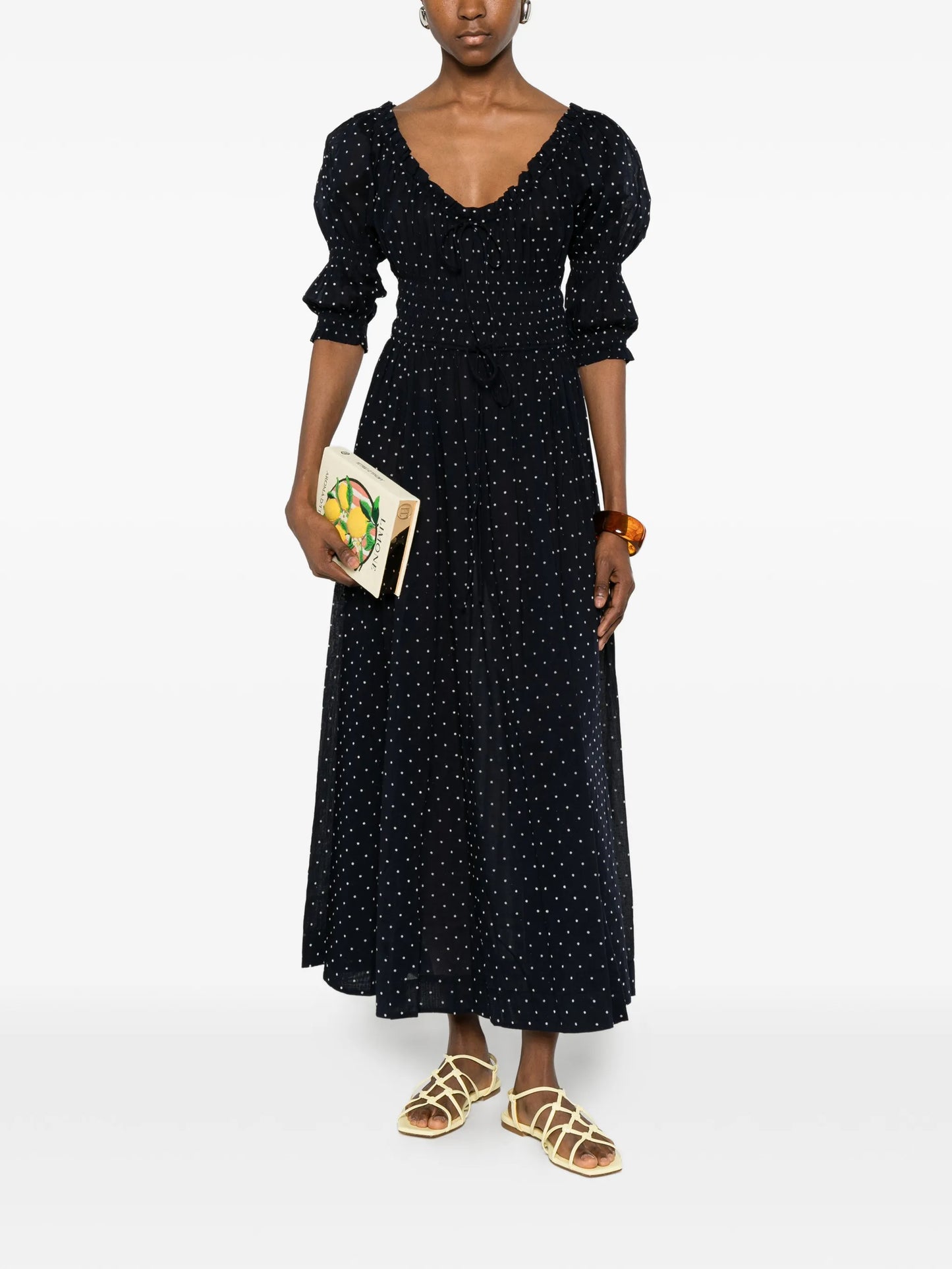 Ischia polka-dot midi dress